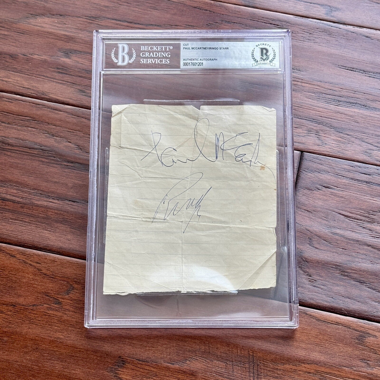 PAUL MCCARTNEY & RINGO STARR * Beckett Bas * PROOF Signed Cut Autograph Beatles