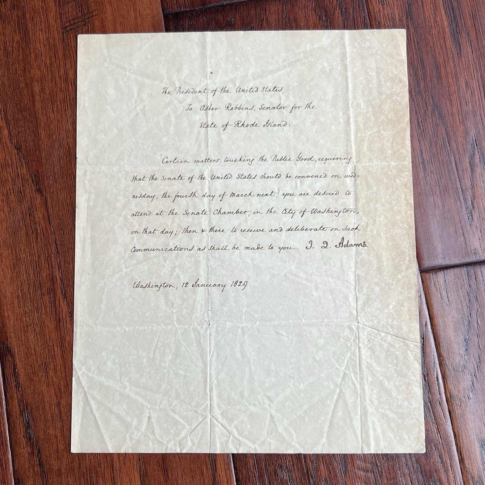 JOHN QUINCY ADAMS * PSA * Letter  Signed CERTIFYING JACKSON'S ELECTION Autograph