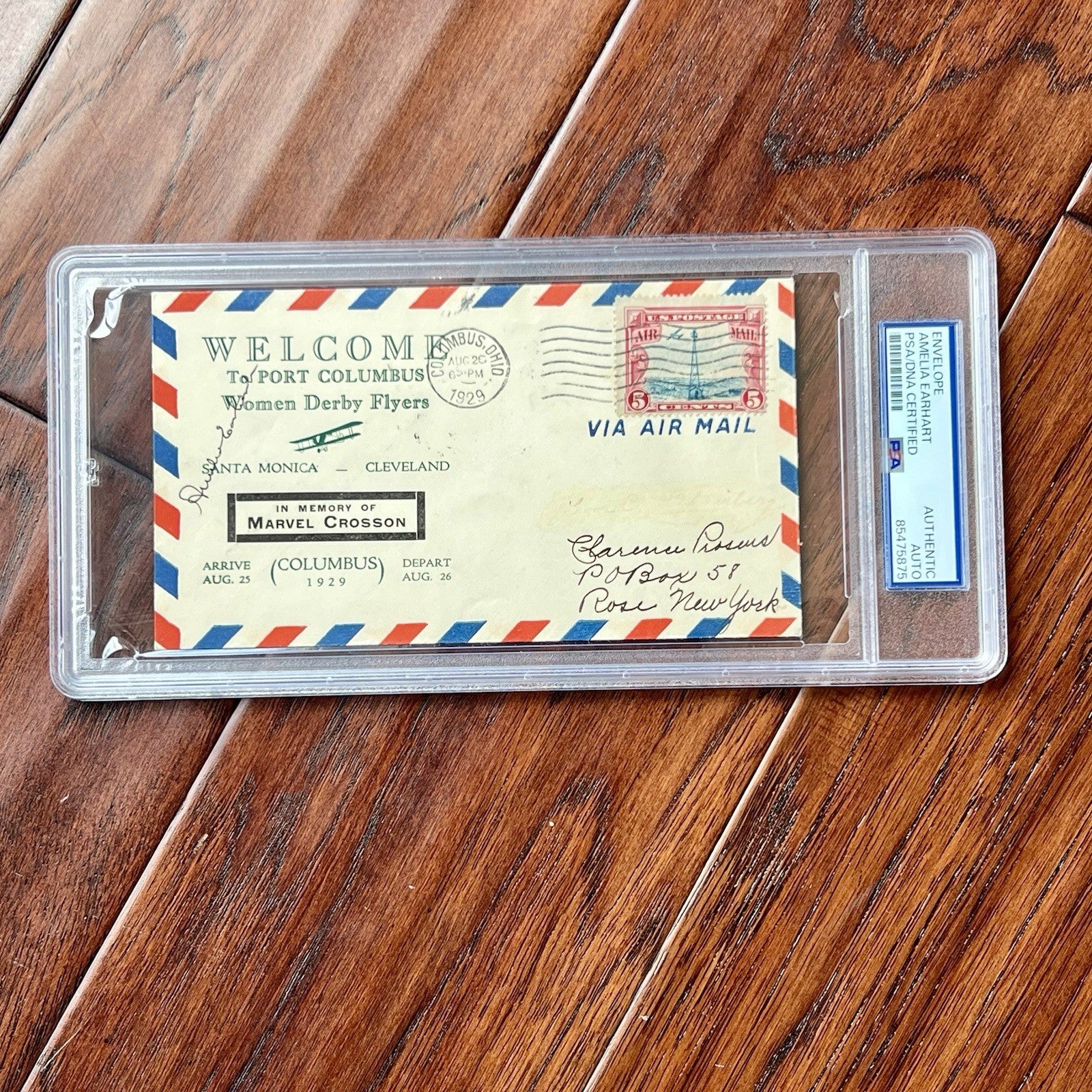 AMELIA EARHART * PSA * Autograph WOMENS AVIATION DERBY Cover Signed * 1929