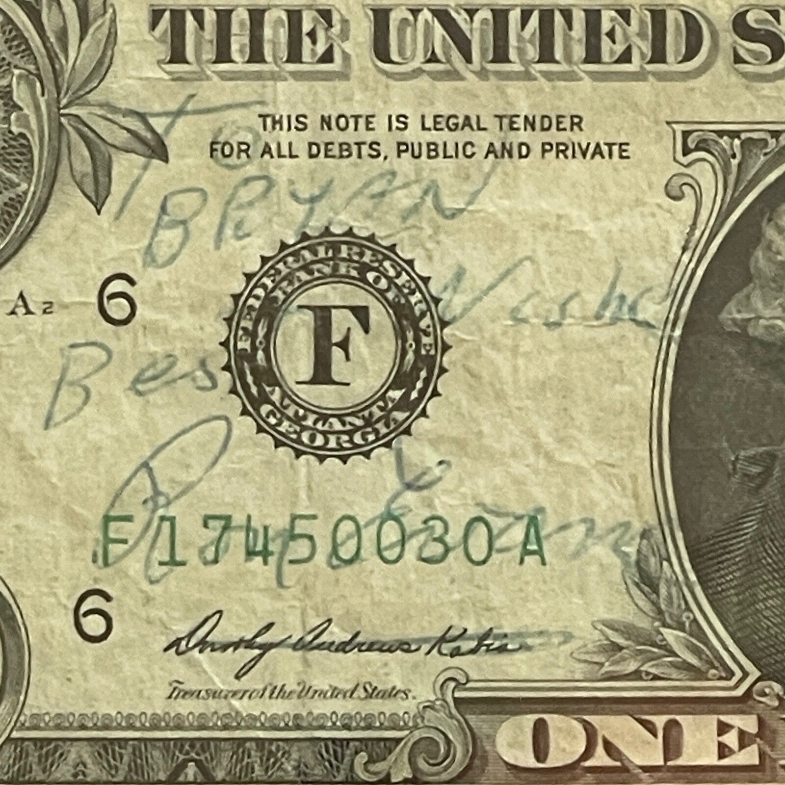 APOLLO 17 * PSA * Crew Signed Dollar Bill Autograph Gene CERNAN  EVANS * SCHMIDT