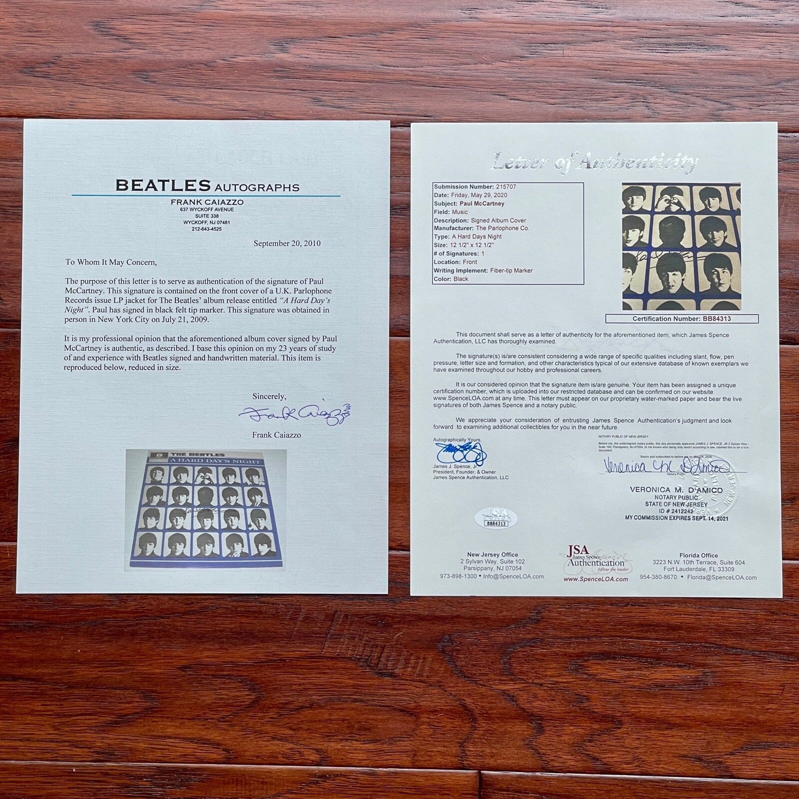 PAUL McCARTNEY * JSA * Autograph HARD DAY'S NIGHT LP Album Signed * CAIAZZO