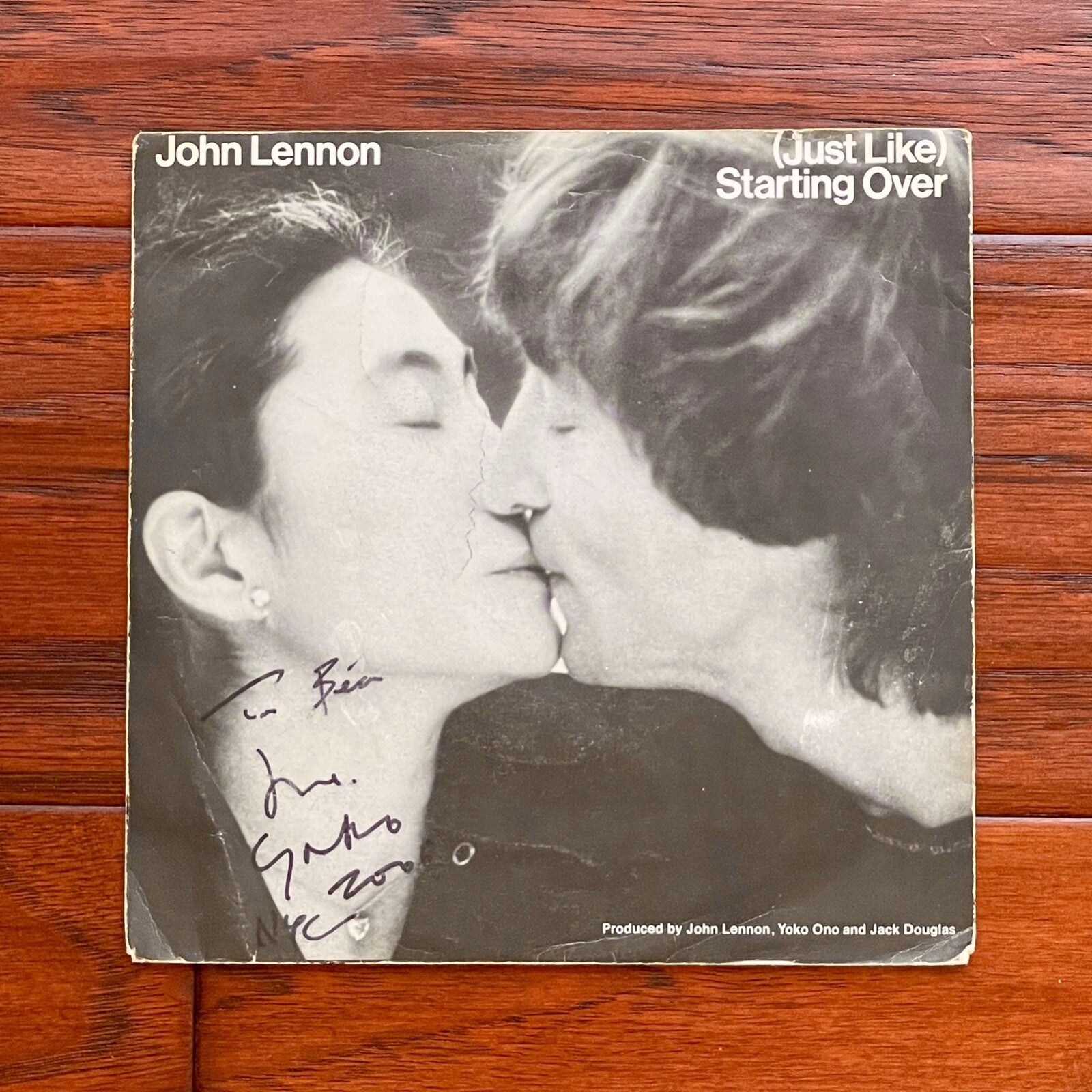 YOKO ONO * JSA * Autograph "STARTING OVER" 45 RPM Signed * Lennon DOUBLE FANTASY