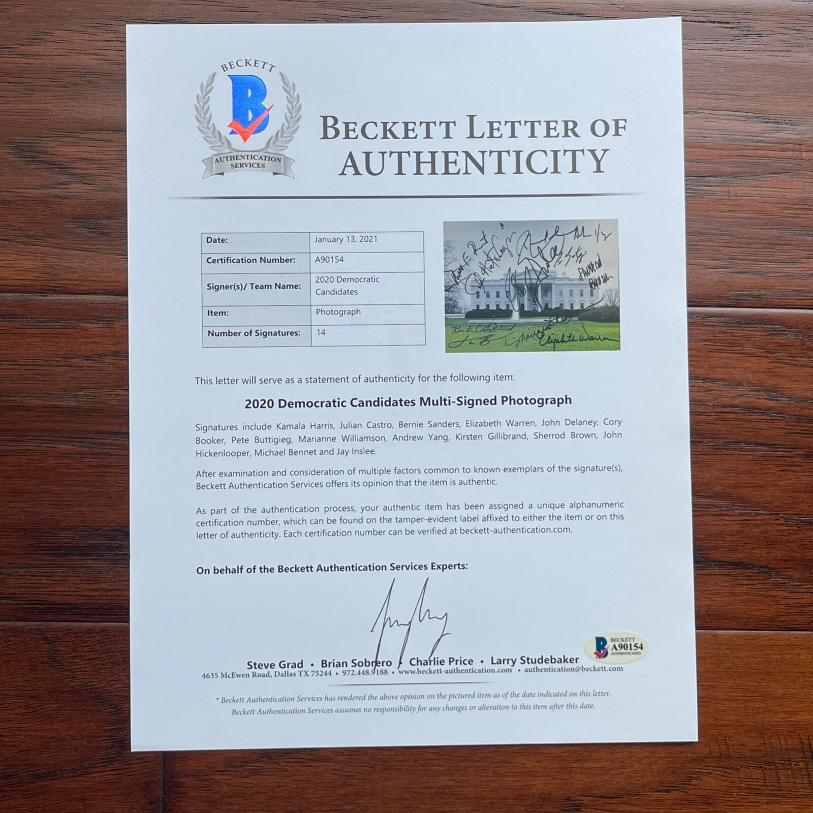 JOE BIDEN & KAMALA HARRIS * BAS * Autograph WHITE HOUSE Photo Signed * Buttigieg