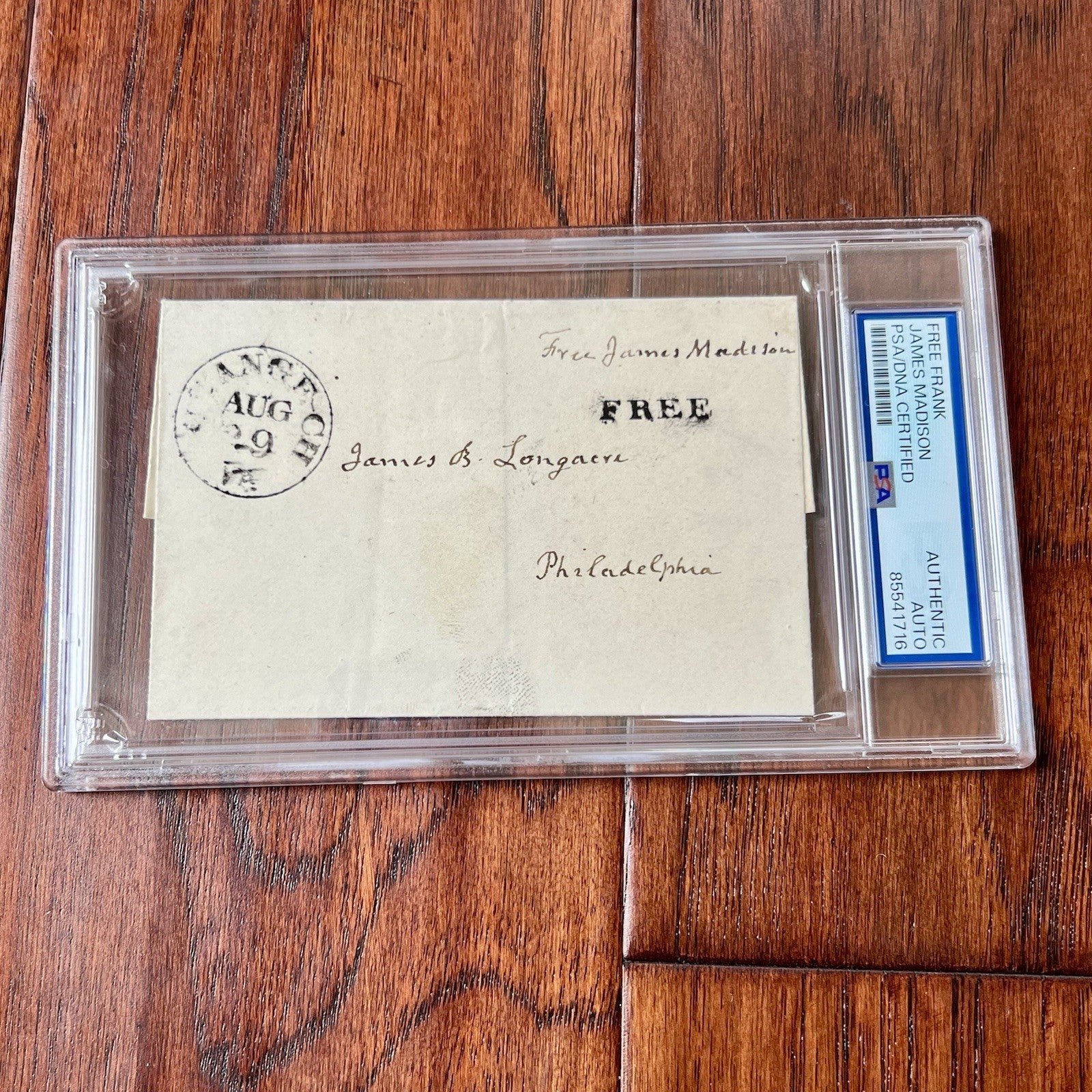 JAMES MADISON * PSA * Autograph FREE FRANK Signed 2x Signature President