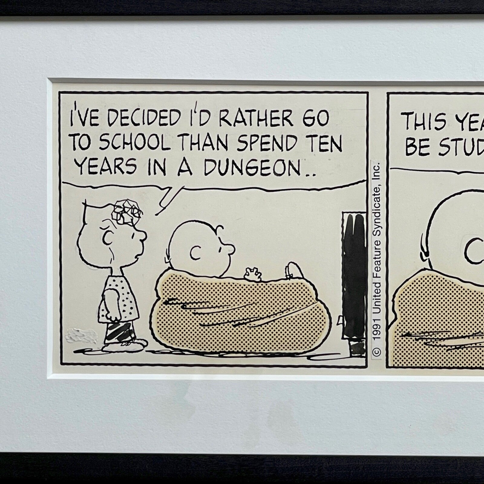CHARLES SCHULZ * Original Drawn CHARLIE BROWN Artwork Comic Strip * Un Signed