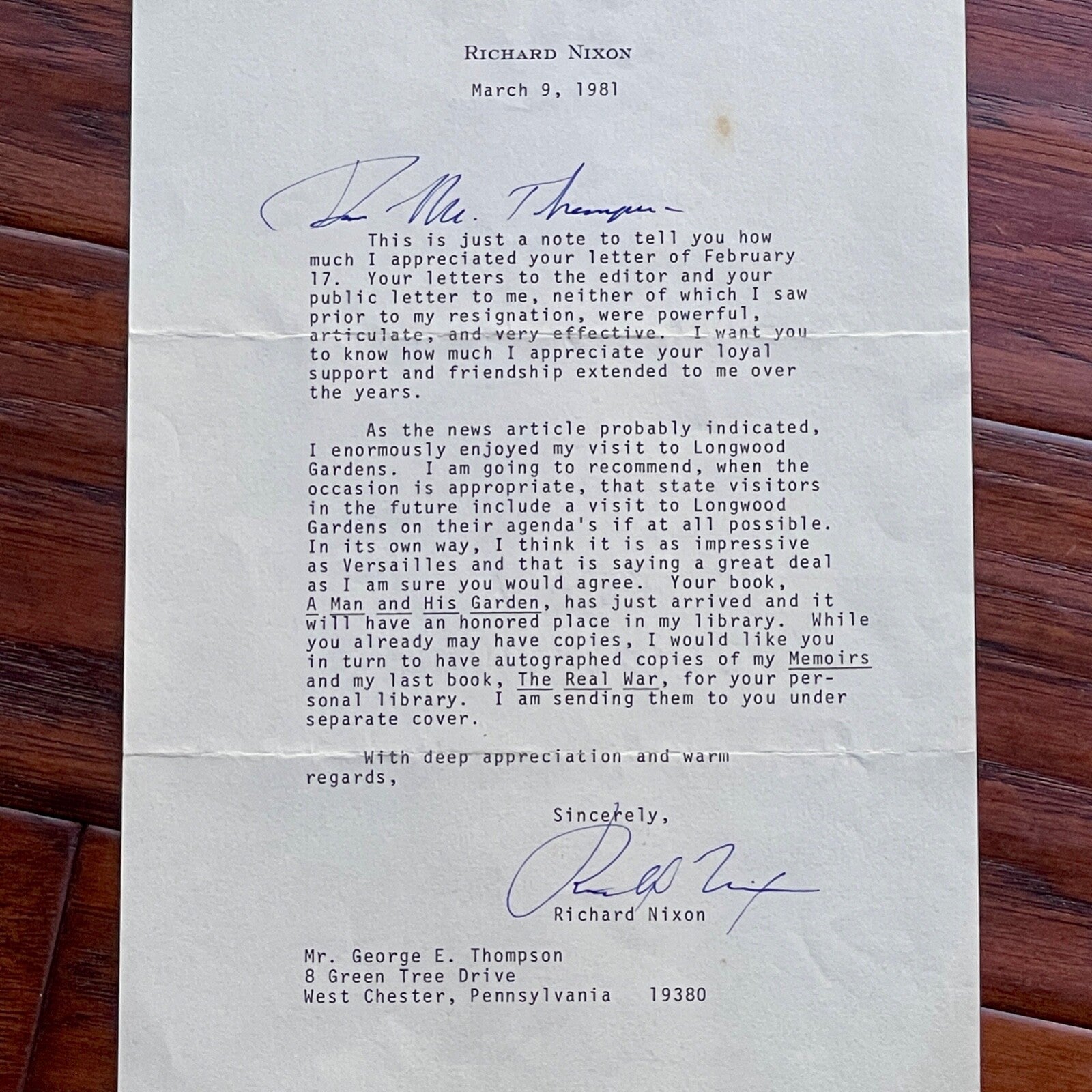 RICHARD NIXON * PSA/DNA Autograph Letter on RESIGNATION & MEMOIRS Signed * 1981