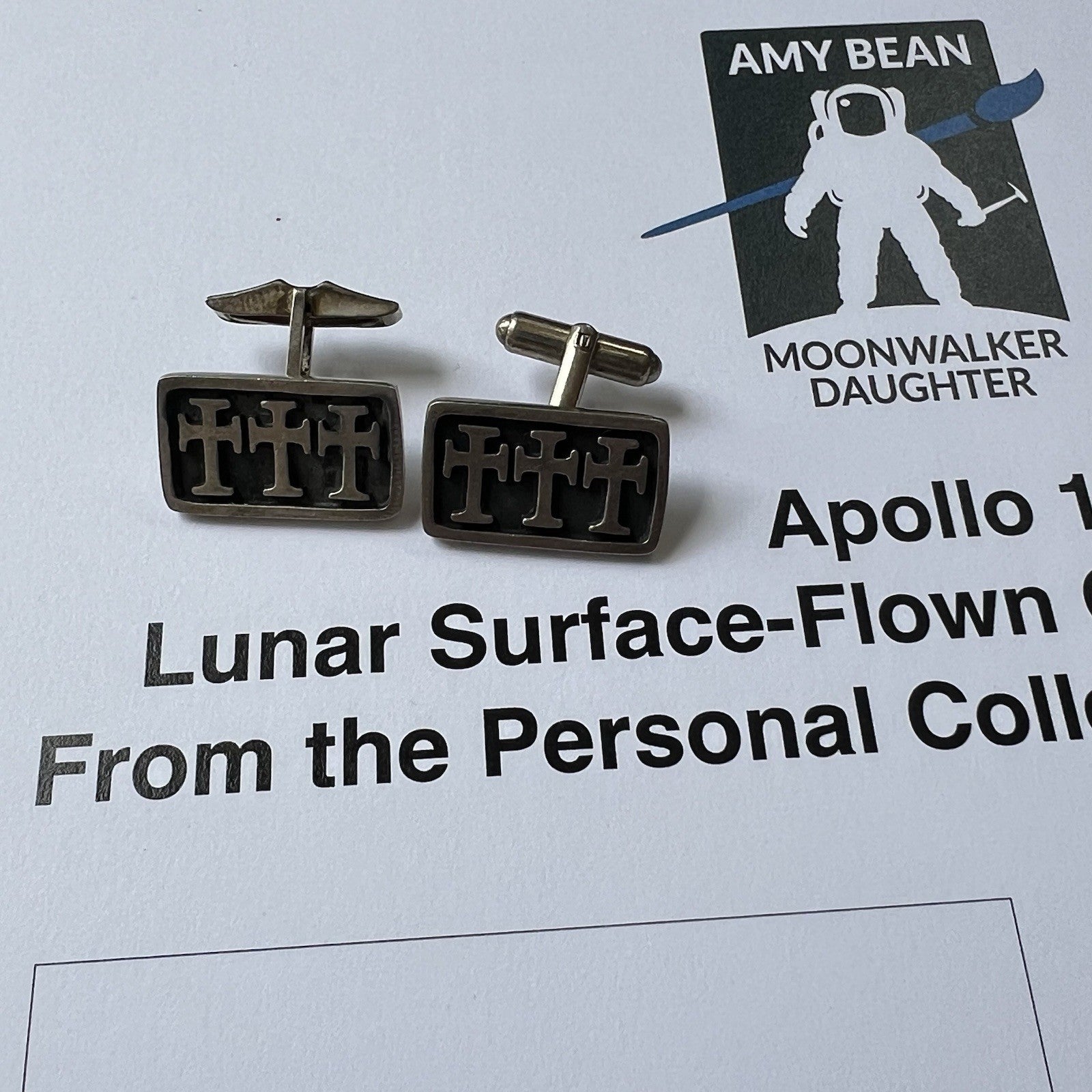 APOLLO 12 * LUNAR SURFACE FLOWN Cross Cufflinks * ALAN BEAN * MOON Autograph COA