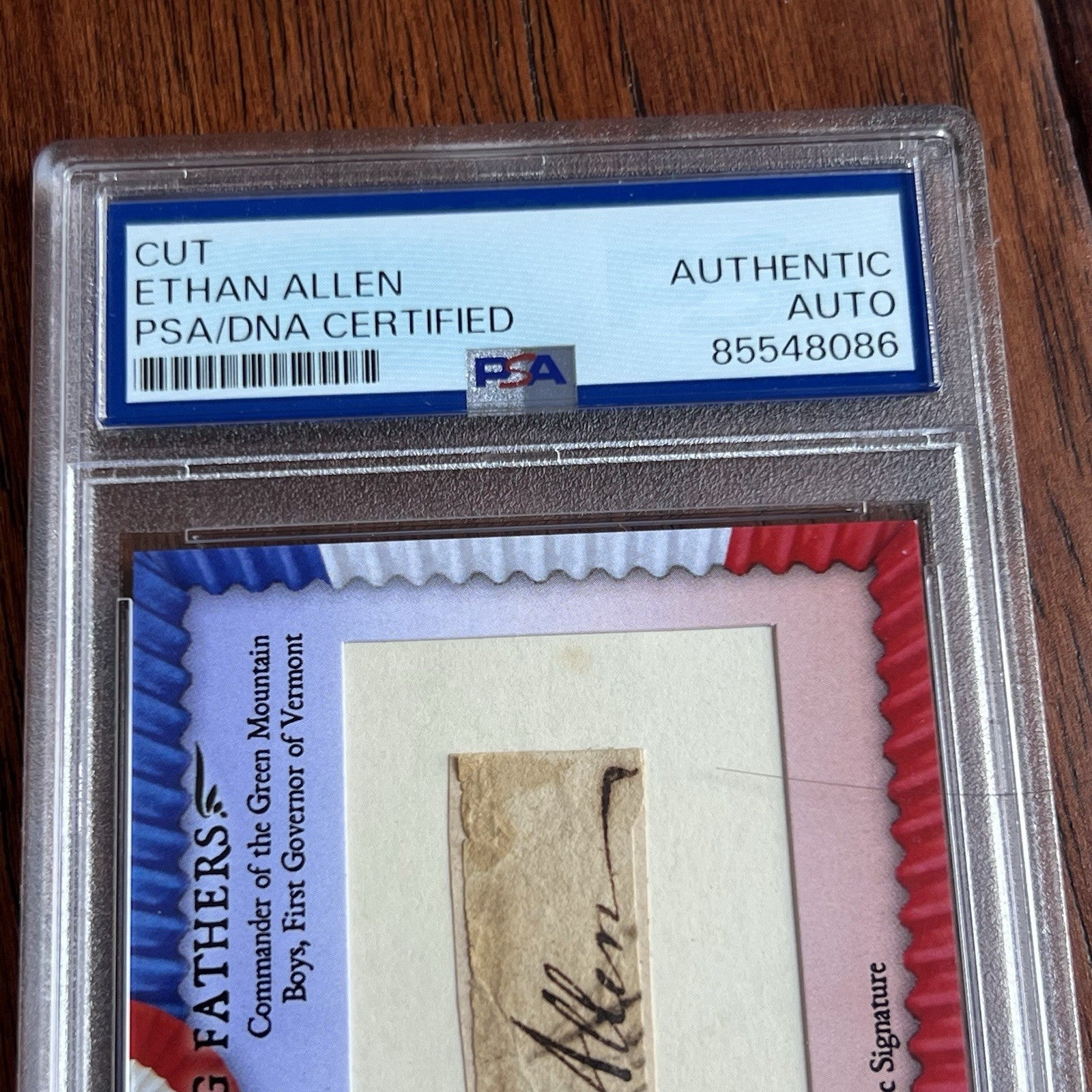 ETHAN ALLEN * PSA * Autograph Cut Signature Card Signed * Revolutionary War