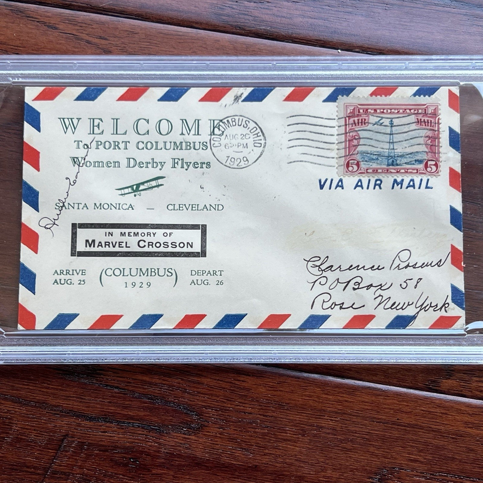 AMELIA EARHART * PSA * Autograph WOMENS AVIATION DERBY Cover Signed * 1929