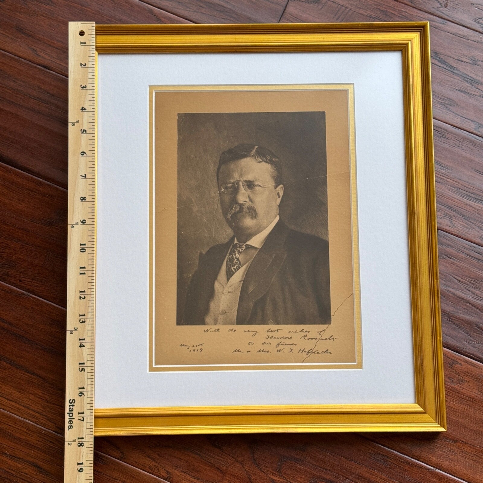 THEODORE ROOSEVELT * PSA/DNA * Autograph Portrait Photo Signed * 1917 Framed