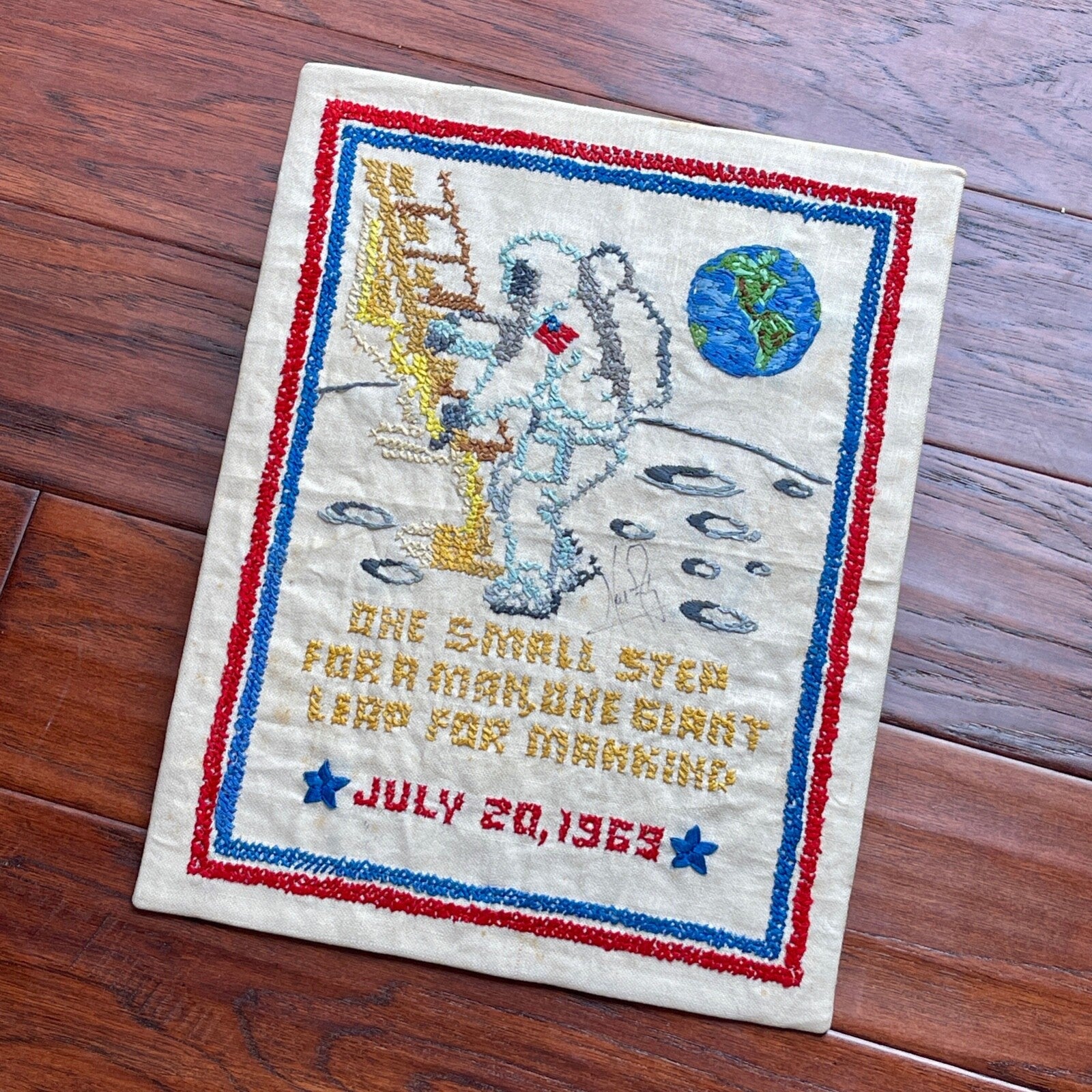 NEIL ARMSTRONG * JSA * Autograph “ONE SMALL STEP” Embroidery Signed * APOLLO 11