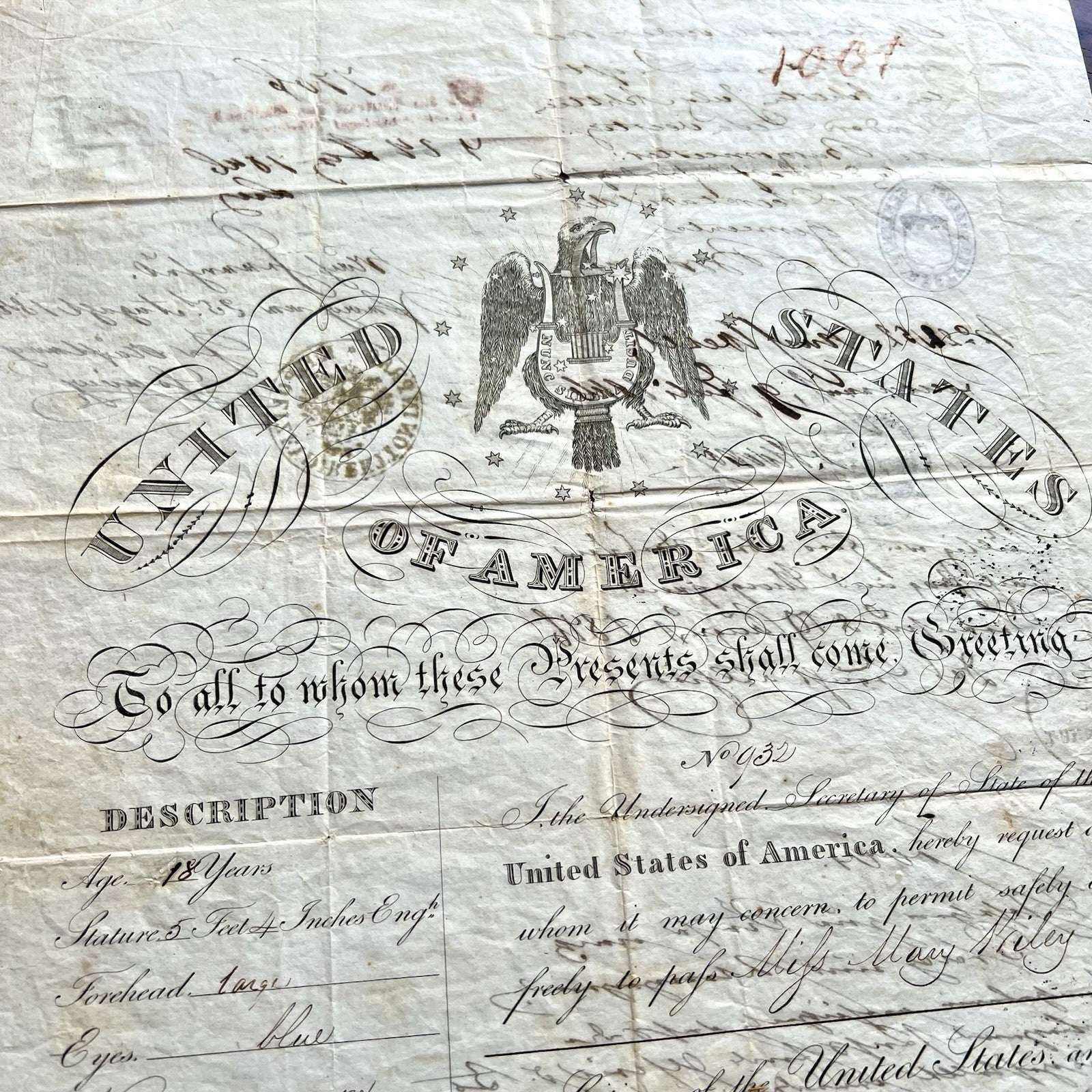 JAMES BUCHANAN * PSA * Autograph American Eagle Vignette Passport Signed