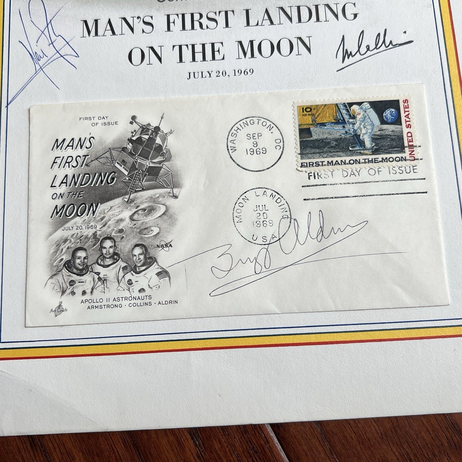 APOLLO 11 * Neil Armstrong Crew Signed ONE SMALL STEP Autograph Presentation FDC