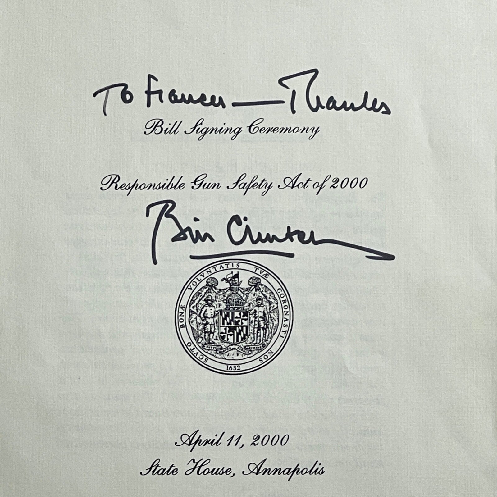 BILL CLINTON * PSA/DNA * Autograph GUN SAFETY Bill Program Signed * as PRESIDENT