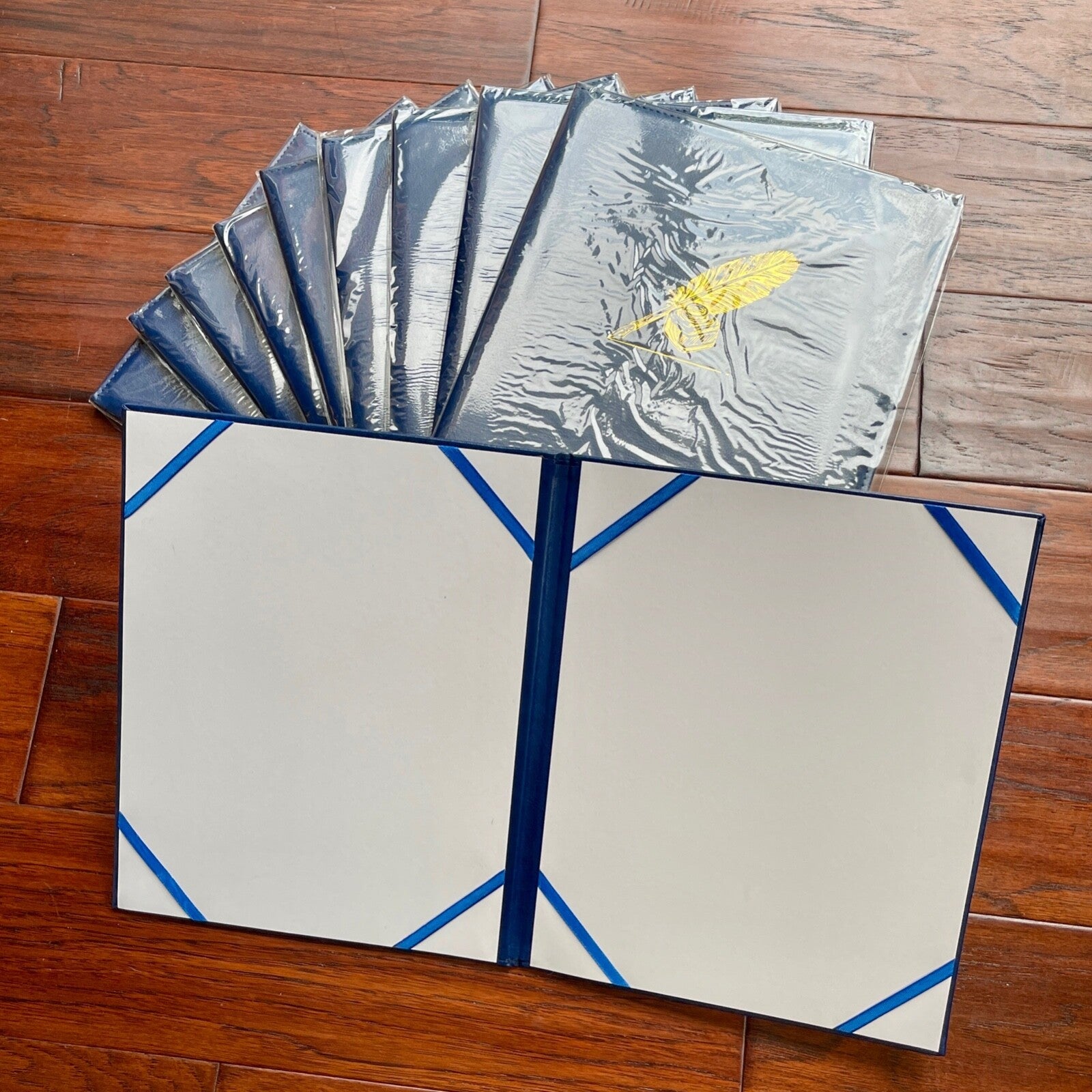 AUTOGRAPH Document + Photo Display Folders * Deluxe Leather Gold Emboss * Qty 10