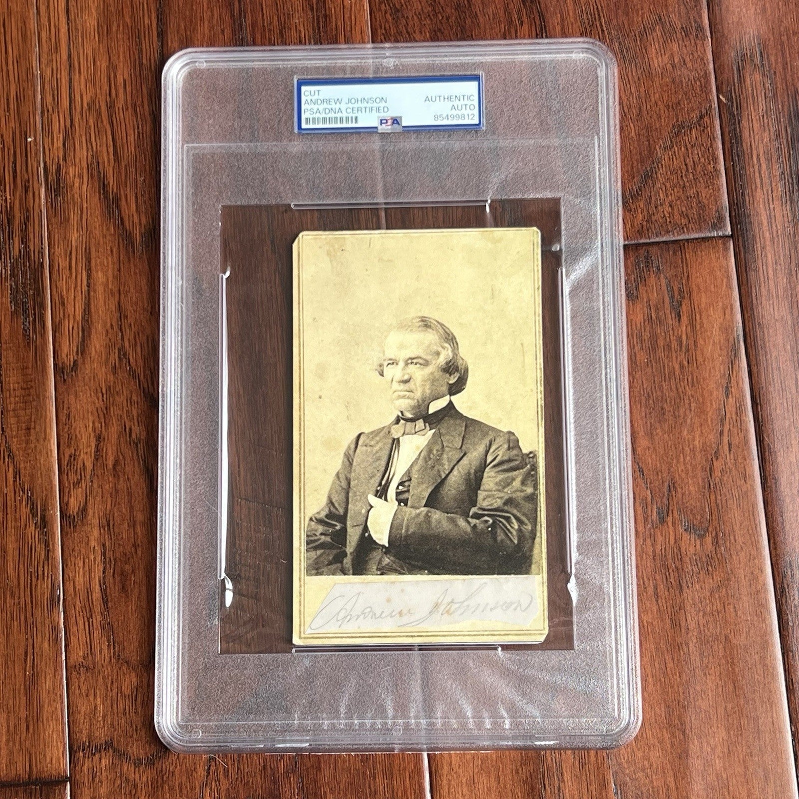 ANDREW JOHNSON * PSA * Autograph Cut Signature CDV Signed President Photograph