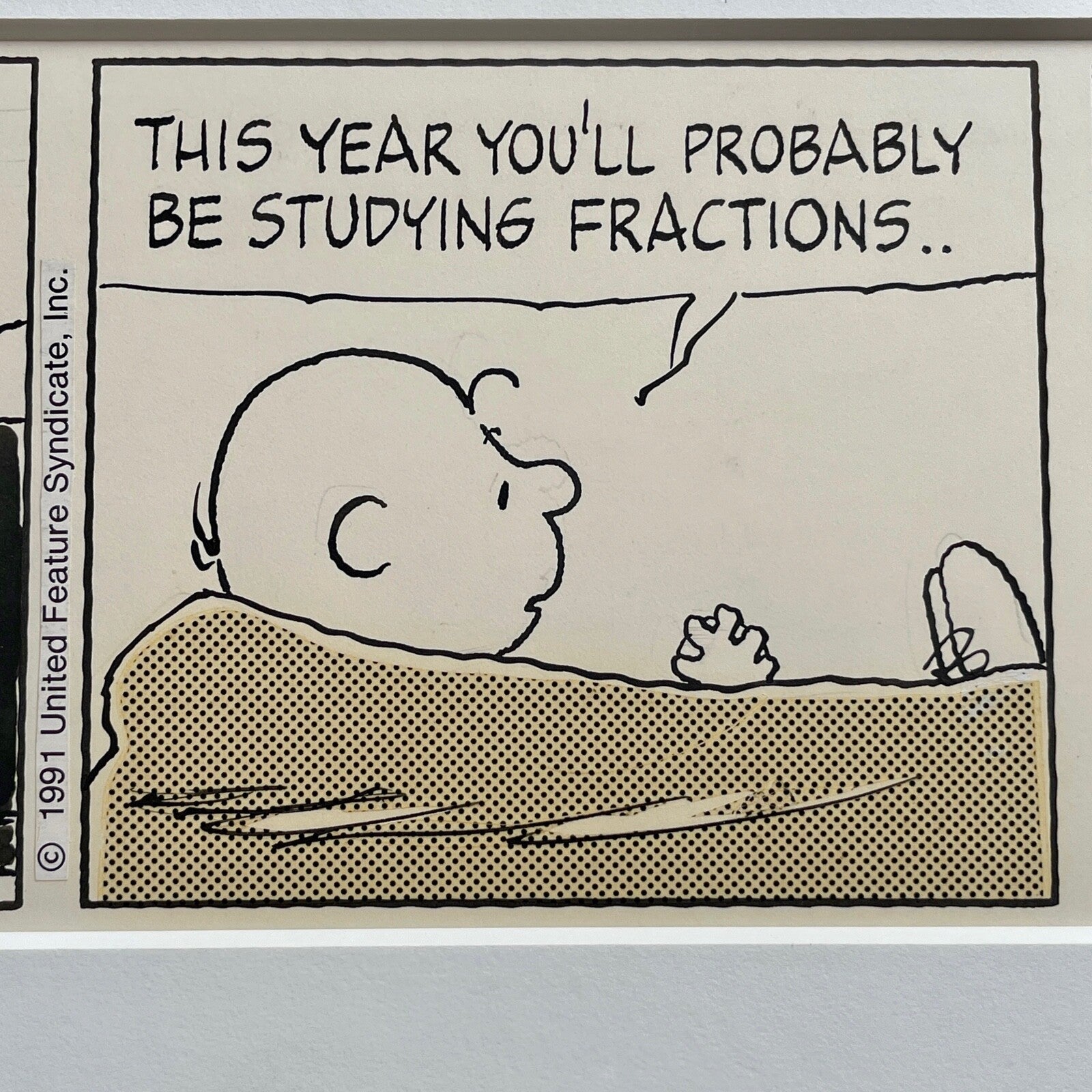 CHARLES SCHULZ * Original Drawn CHARLIE BROWN Artwork Comic Strip * Un Signed