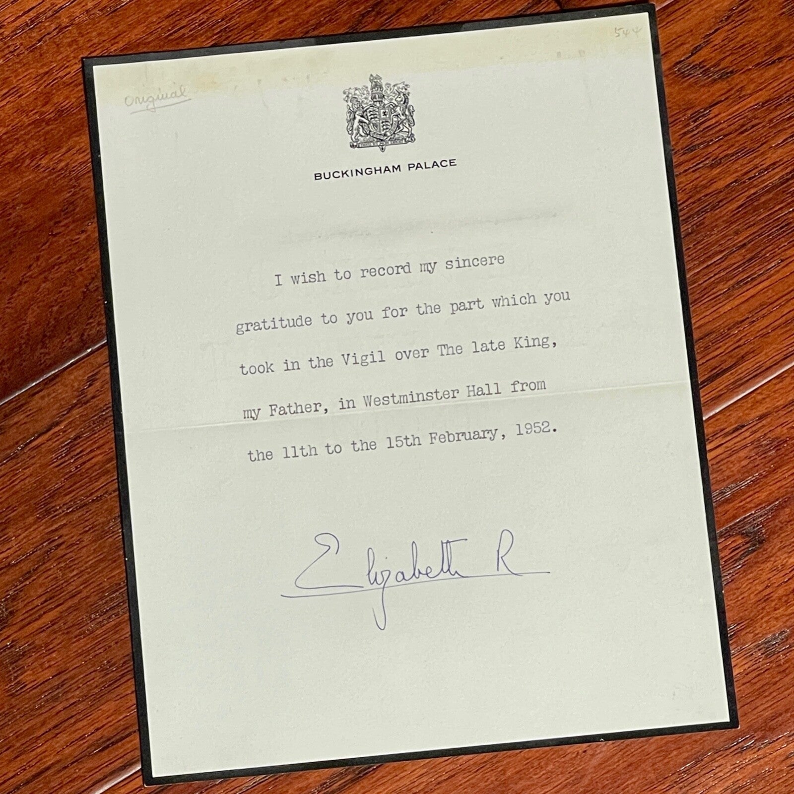 QUEEN ELIZABETH II * JSA * Autograph Letter DEATH OF HER FATHER Signed