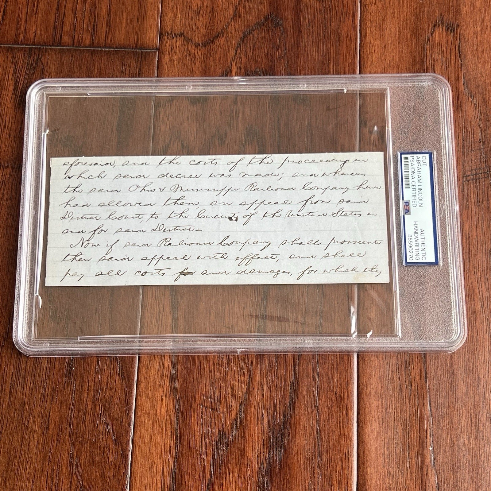 ABRAHAM LINCOLN * PSA * Handwritten LEGAL CASE Cut from an Autograph Doc Signed