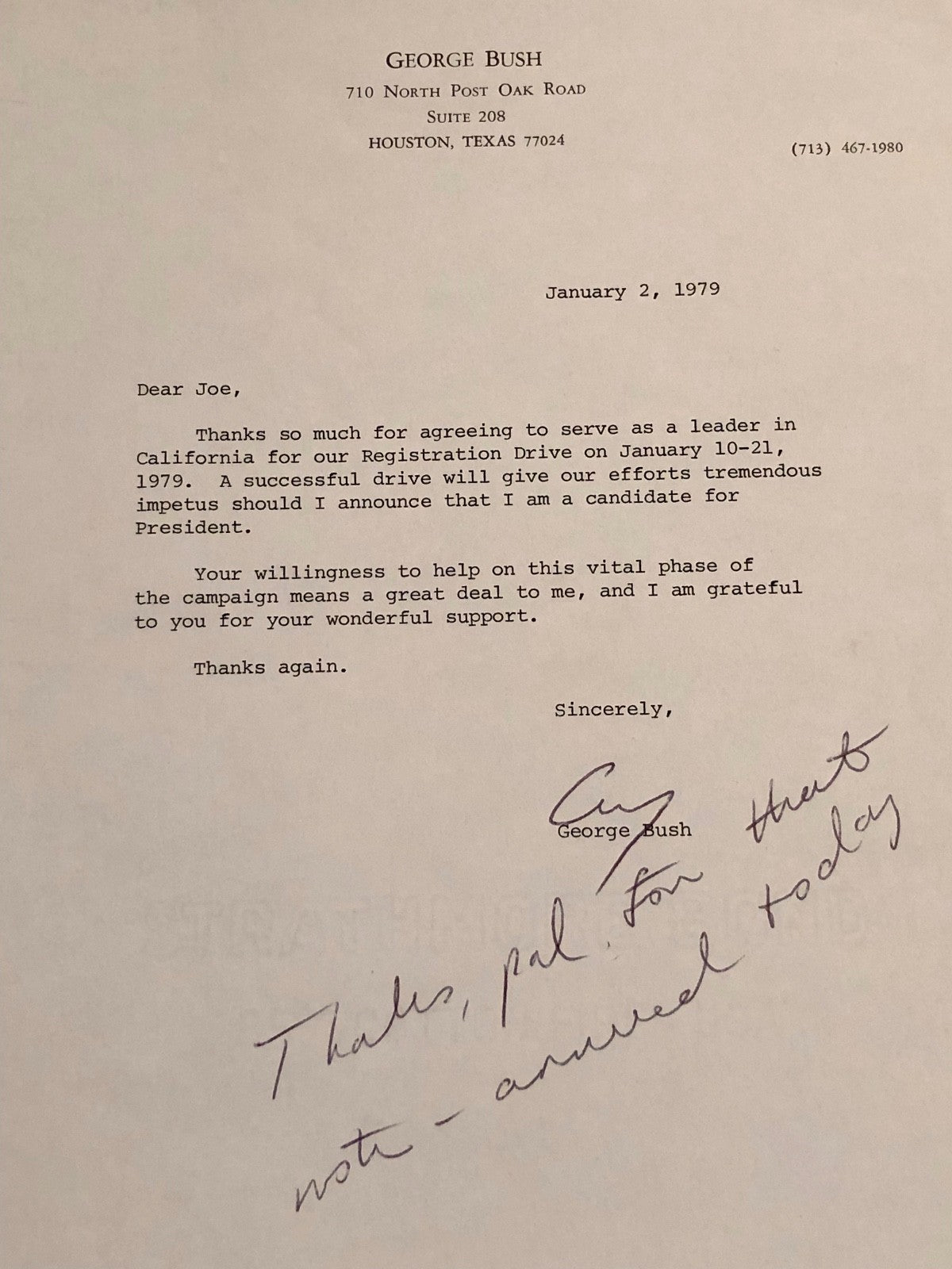 George HW Bush * PSA/DNA * AUTOGRAPH "candidate for President" SIGNED Letter