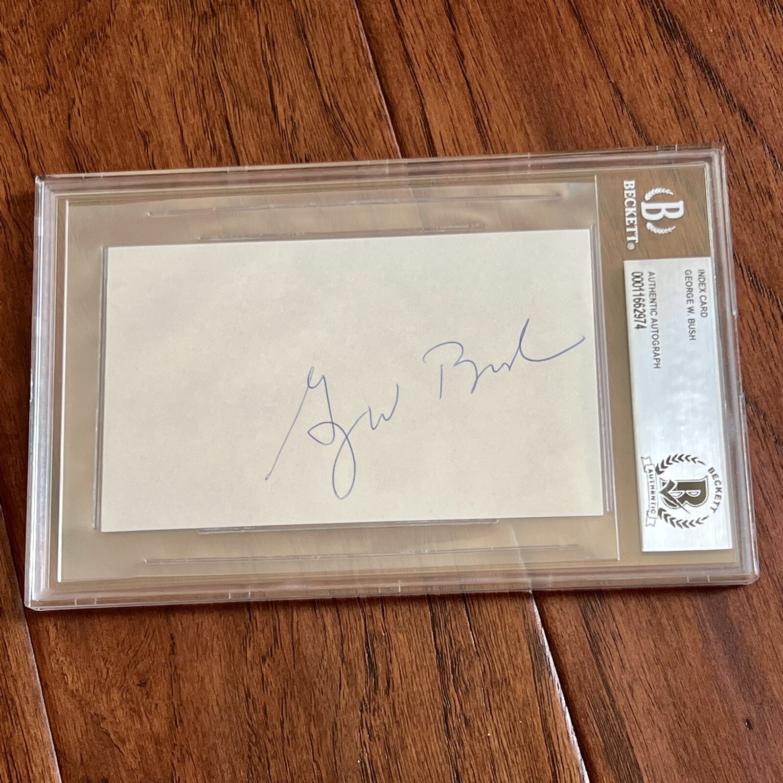 GEORGE W. BUSH * Beckett BAS * Signed Texas Rangers 3x5 Index Card Autograph