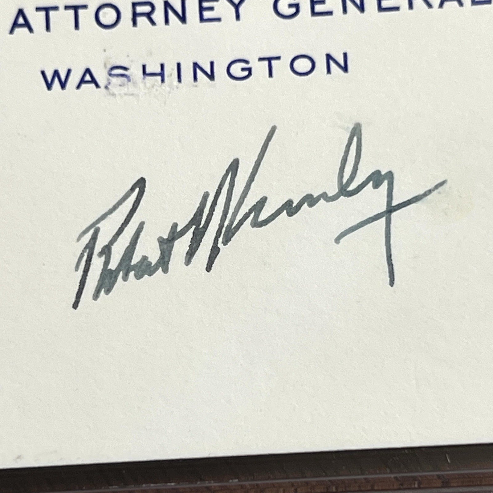 ROBERT F. KENNEDY * PSA * Autograph ATTORNEY GENERAL Business Card Signed * 1962