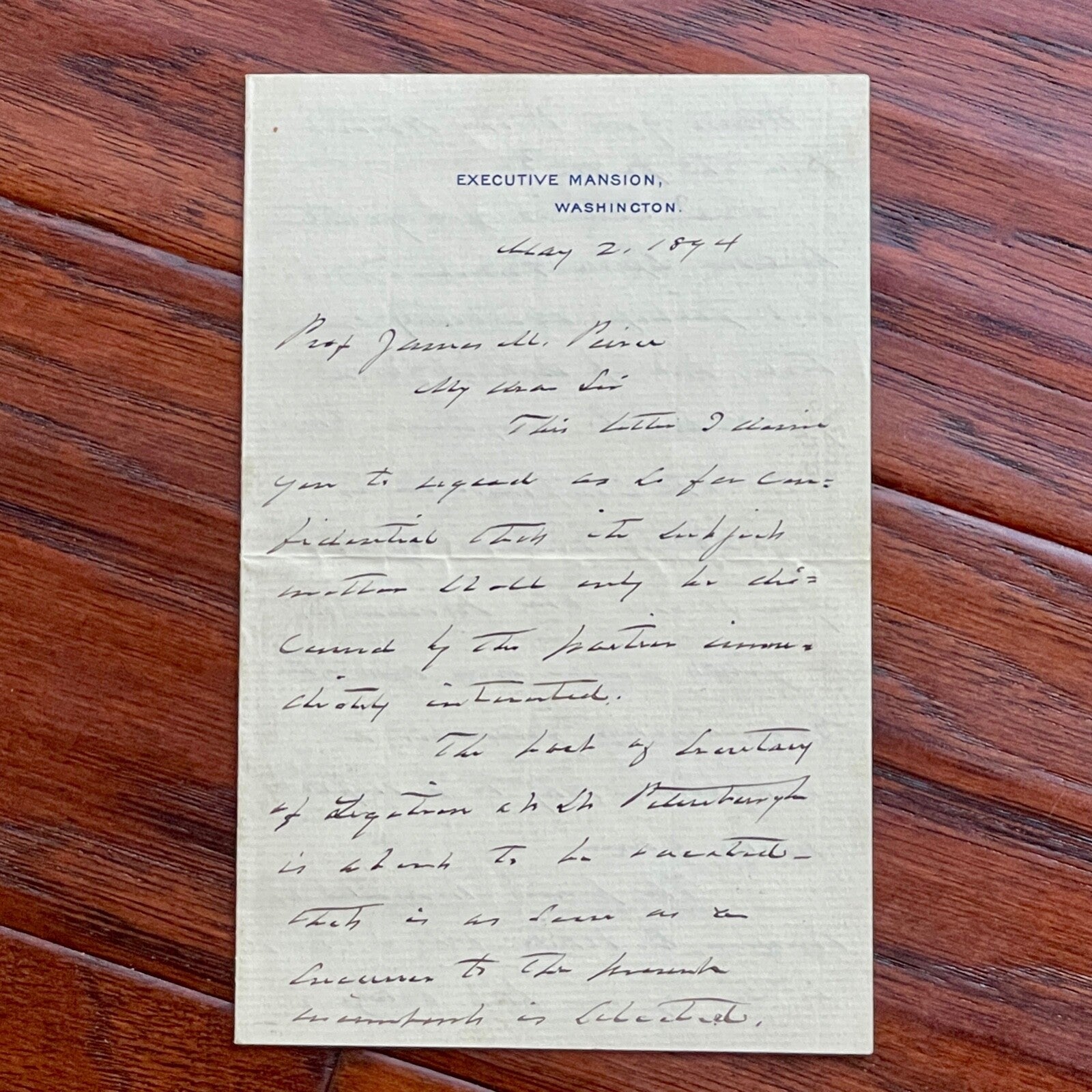 GROVER CLEVELAND * PSA * as PRESIDENT Autograph EXECUTIVE MANSION Letter Signed