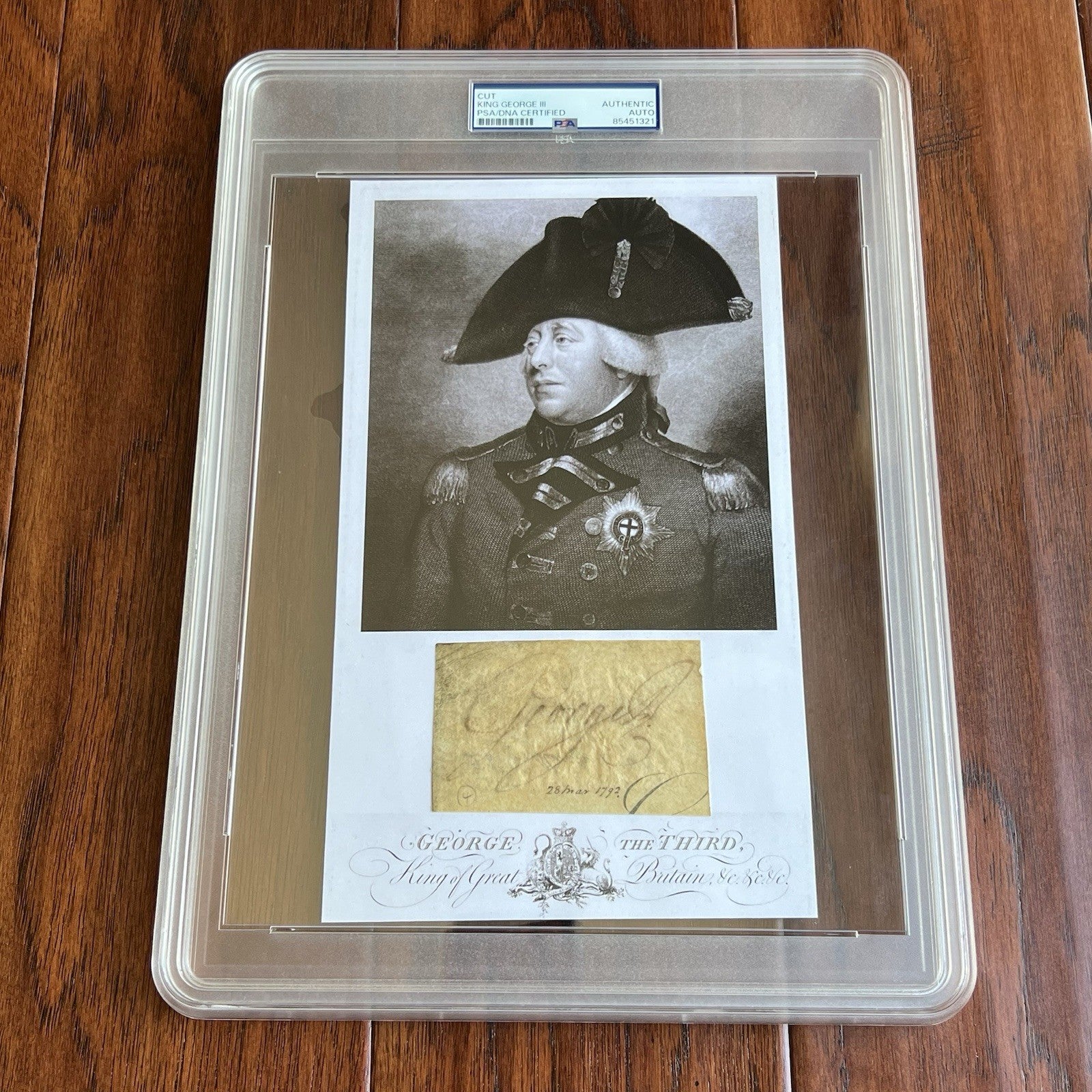 KING GEORGE III * PSA/DNA * Autograph CUT SIGNATURE Engraving Signed * England