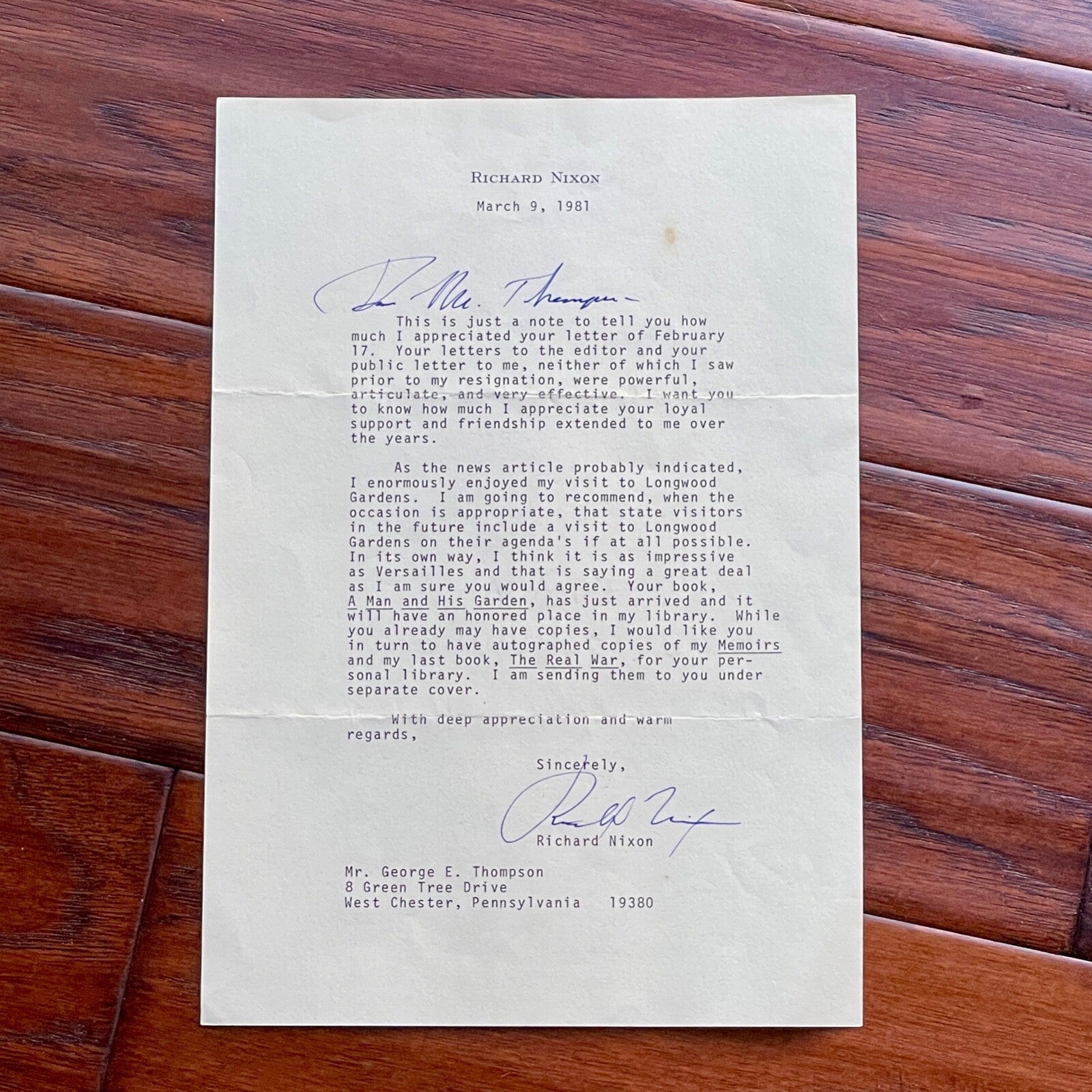 RICHARD NIXON * PSA/DNA Autograph Letter on RESIGNATION & MEMOIRS Signed * 1981