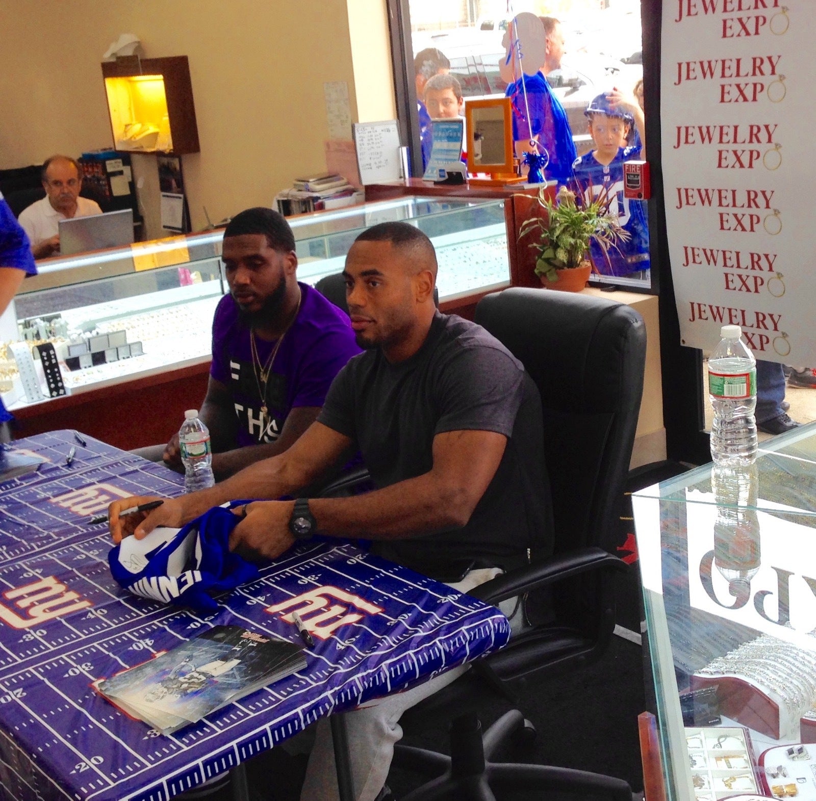 NY Giants * MOORE * DONNELL * JENNINGS 3X Double Signed AUTOGRAPH FOOTBALL Proof