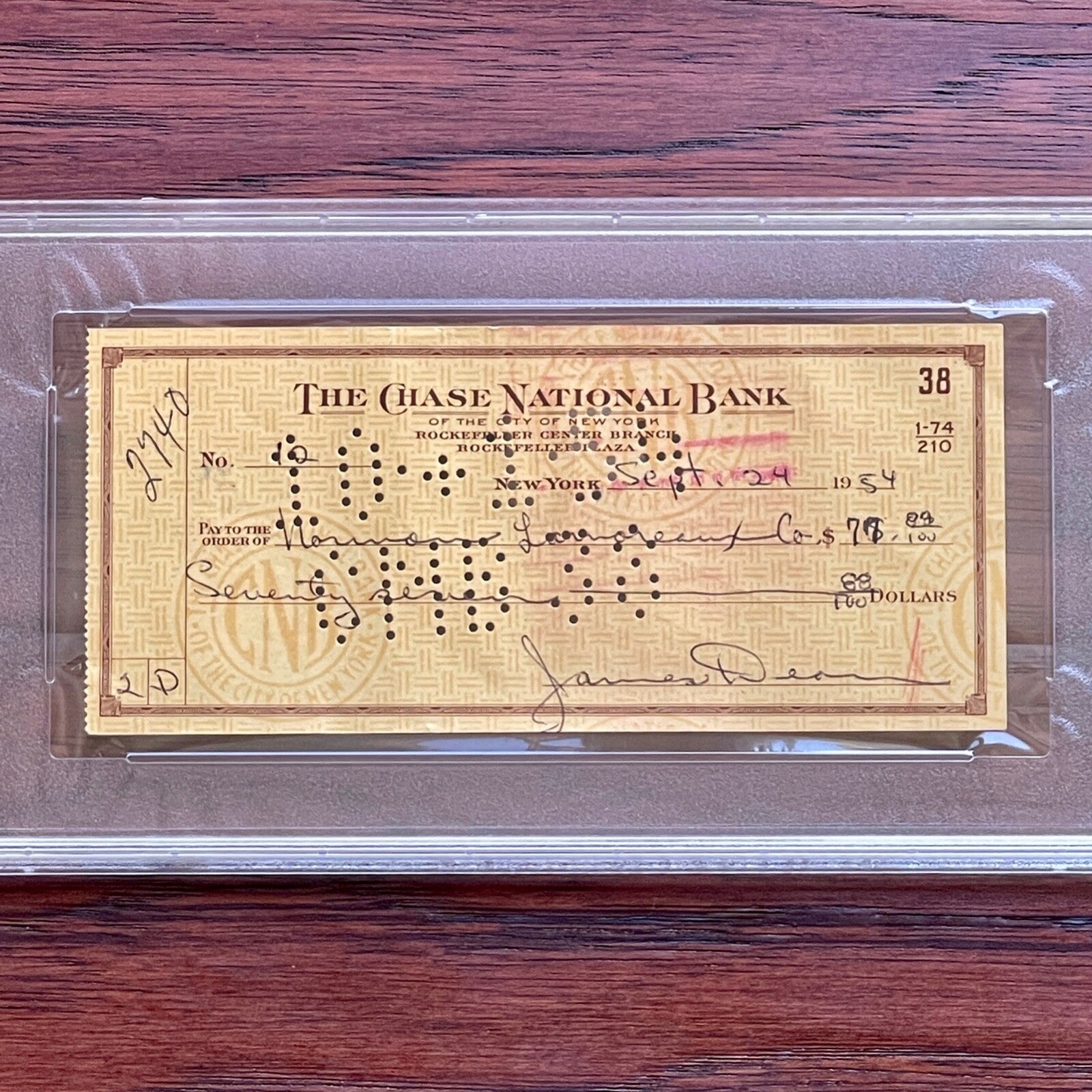 JAMES DEAN * PSA/DNA *  1954 AUTOGRAPH Bank Check SIGNED * Rebel Without a Cause