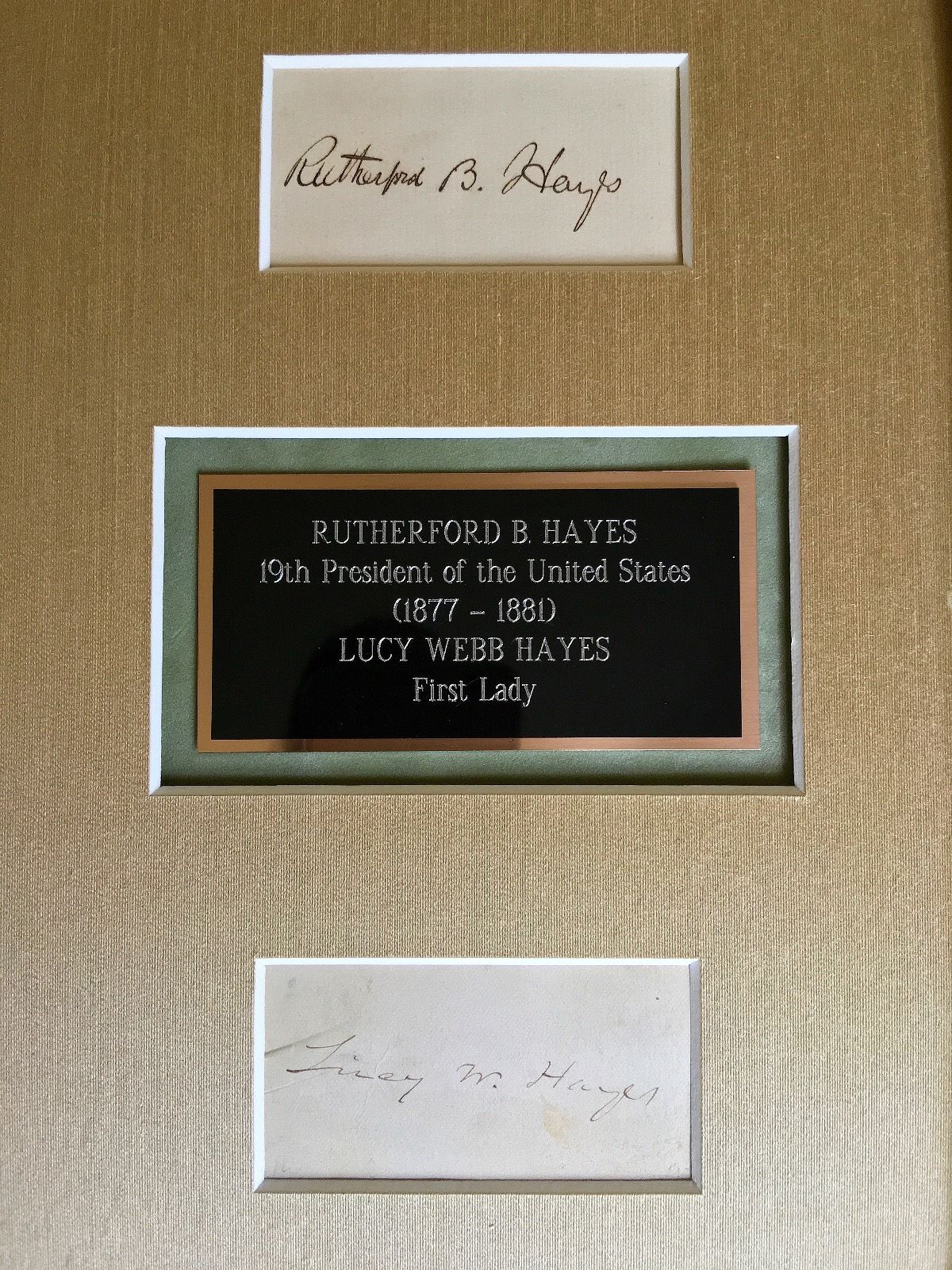 President RUTHERFORD B. HAYES and LUCY WEBB HAYES Autograph Duo Signed