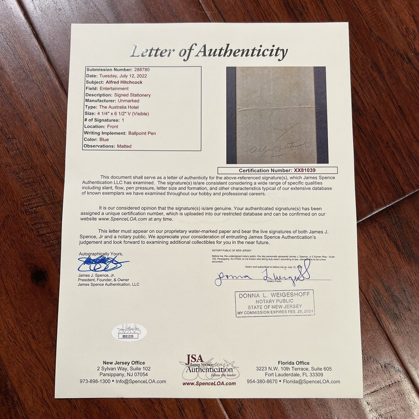 ALFRED HITCHCOCK * Autograph Sketch Signed Self-Portrait Drawing Caricature JSA