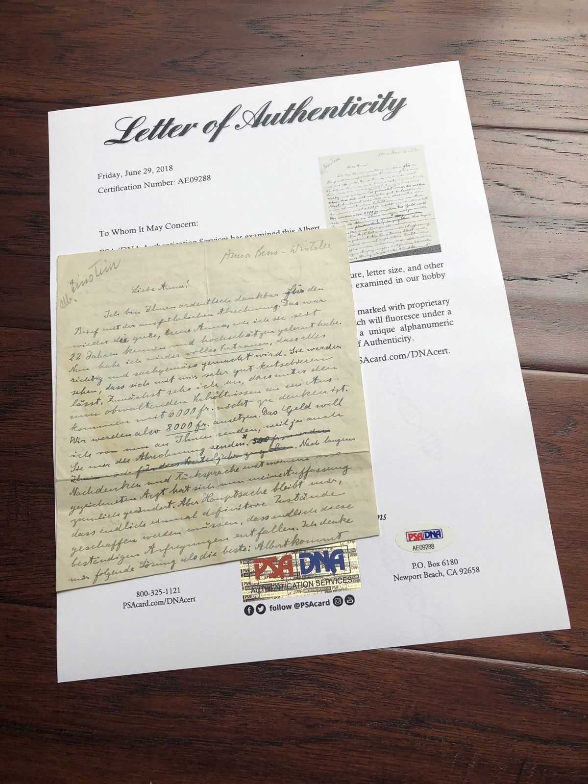 ALBERT EINSTEIN * PSA/DNA * Autograph Letter THEORY OF RELATIVITY Co-Discoverer