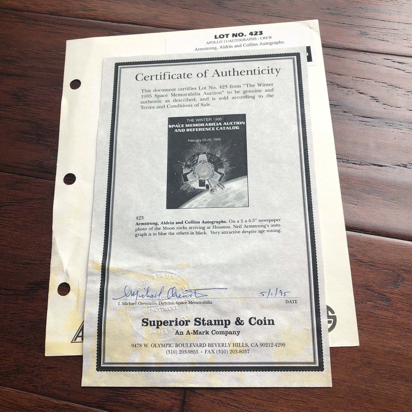 APOLLO 11 CREW SIGNED * BECKETT BAS * AUTOGRAPH "Moon Rocks" Neil Armstrong