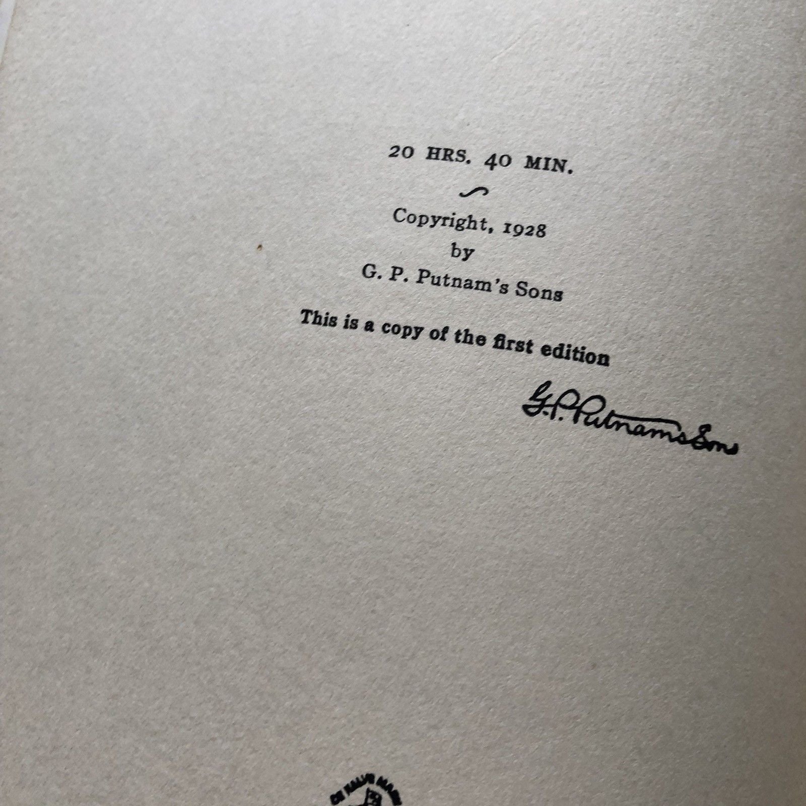 AMELIA EARHART * Hand Signed 1st Edition of 20 Hrs. 40 Mins. * Autograph Book