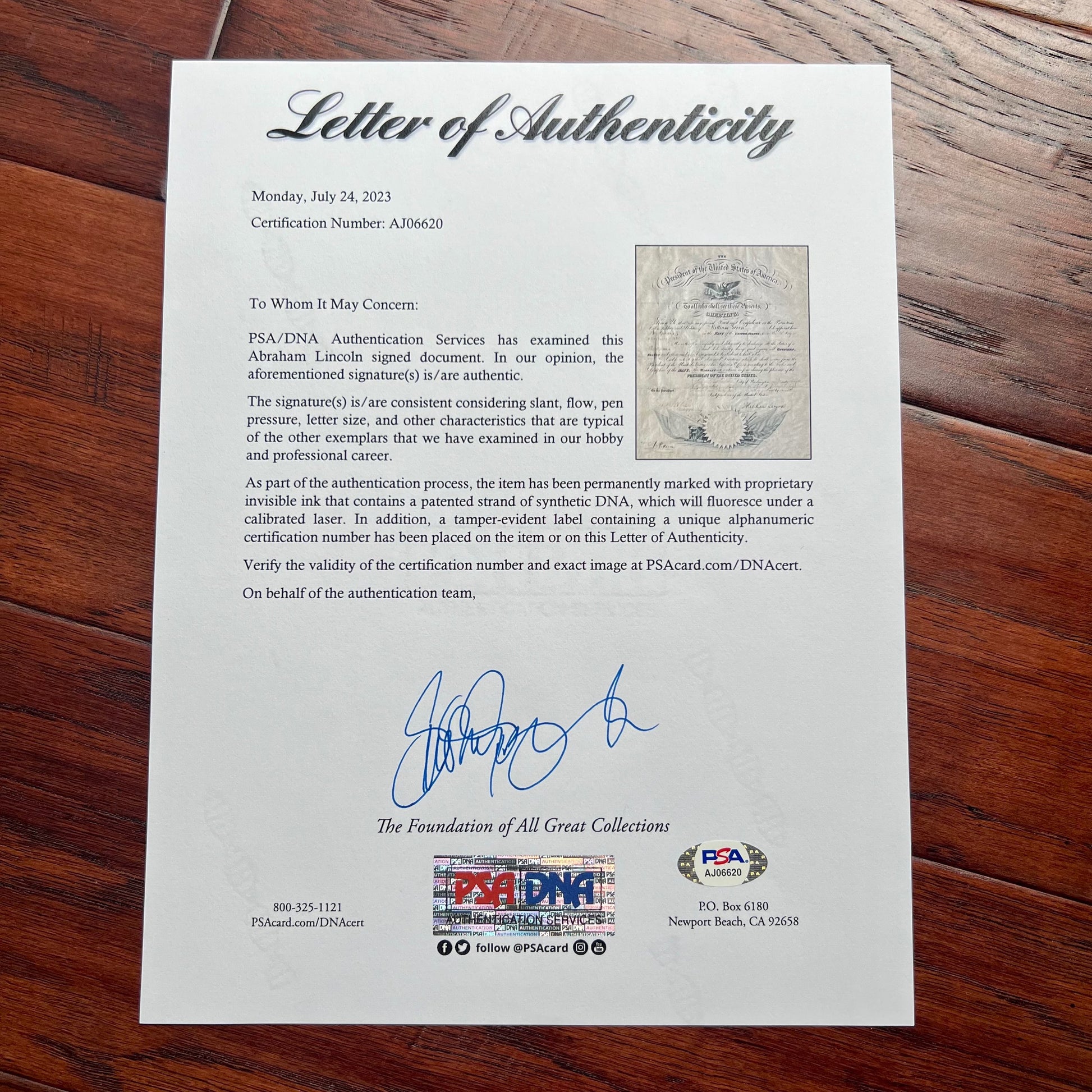 ABRAHAM LINCOLN * PSA/DNA * Autograph Document Same Week as Emancipation Signed