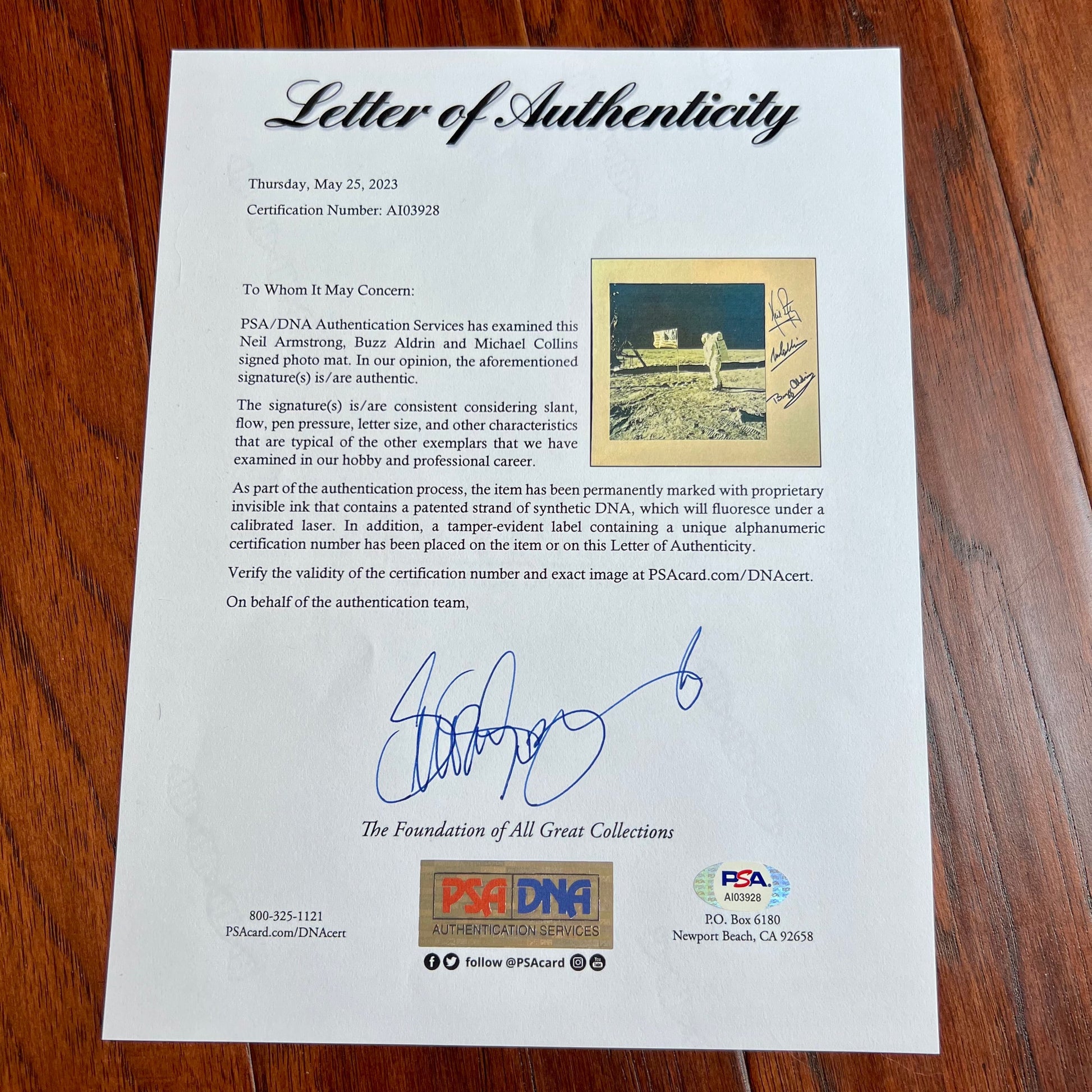 APOLLO 11 * PSA * 1969 Crew Signed Autograph Photo * Neil Armstrong Buzz Aldrin