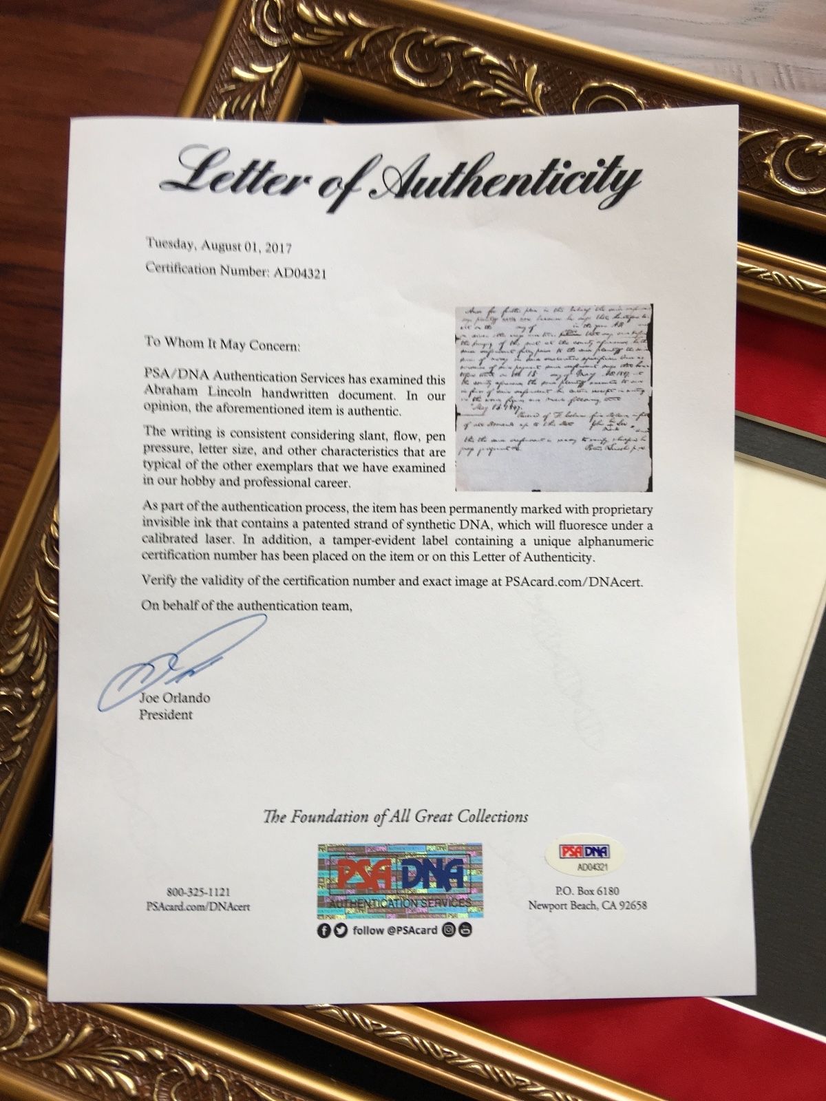 ABRAHAM LINCOLN * PSA/DNA * Handwritten AUTOGRAPH letter SIGNED * President