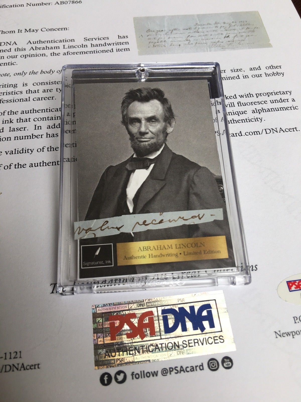 ABRAHAM LINCOLN PSA/DNA Handwritten Cut Words "Value Received"