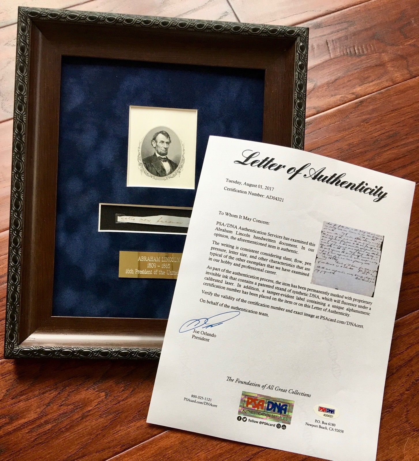 ABRAHAM LINCOLN * PSA/DNA * 4 Handwritten Cut Words * not Autograph or Signed