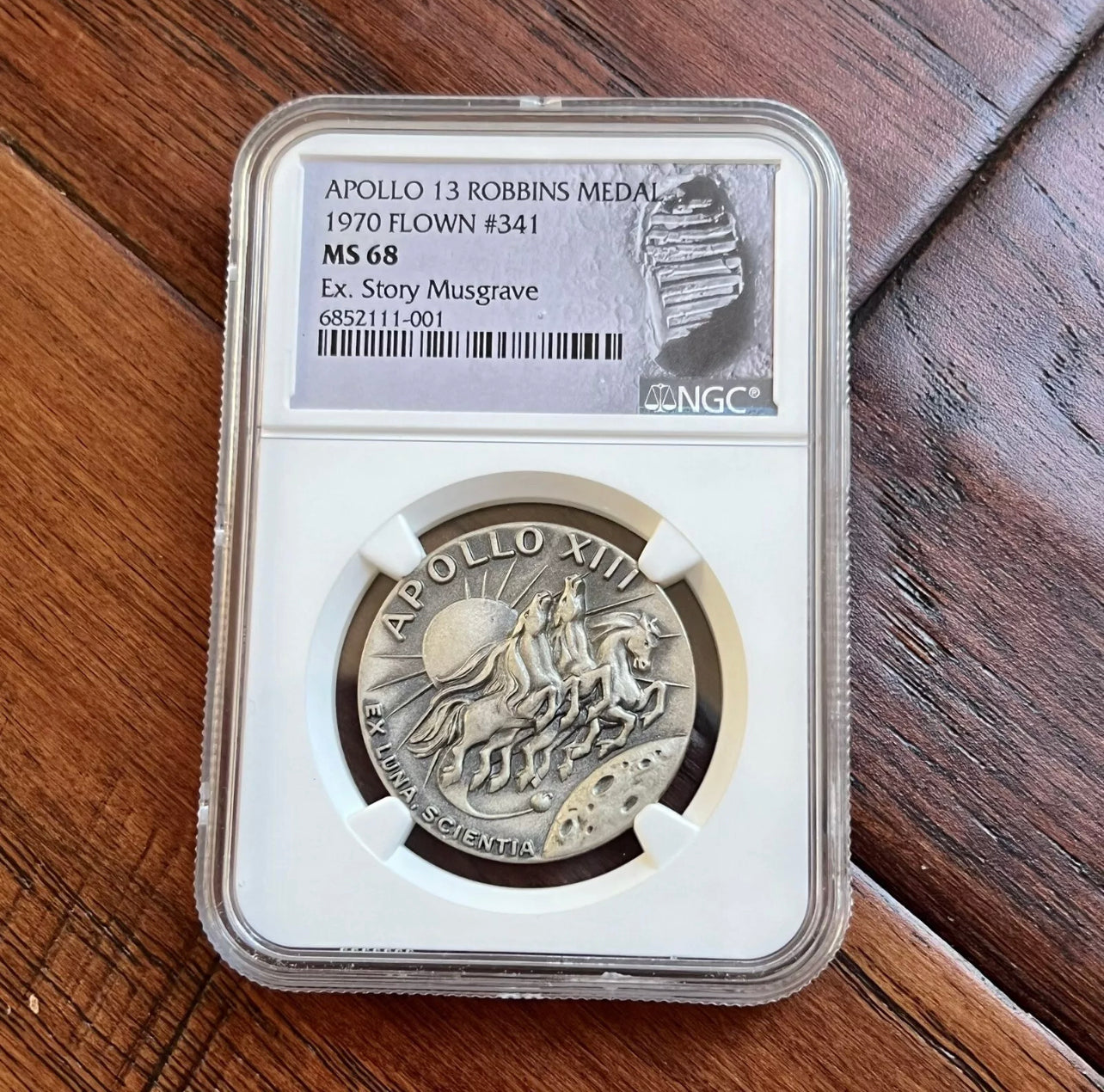 APOLLO 13 * Flown Robbins Medallion * NASA Story Musgrave Signed LOA NGC