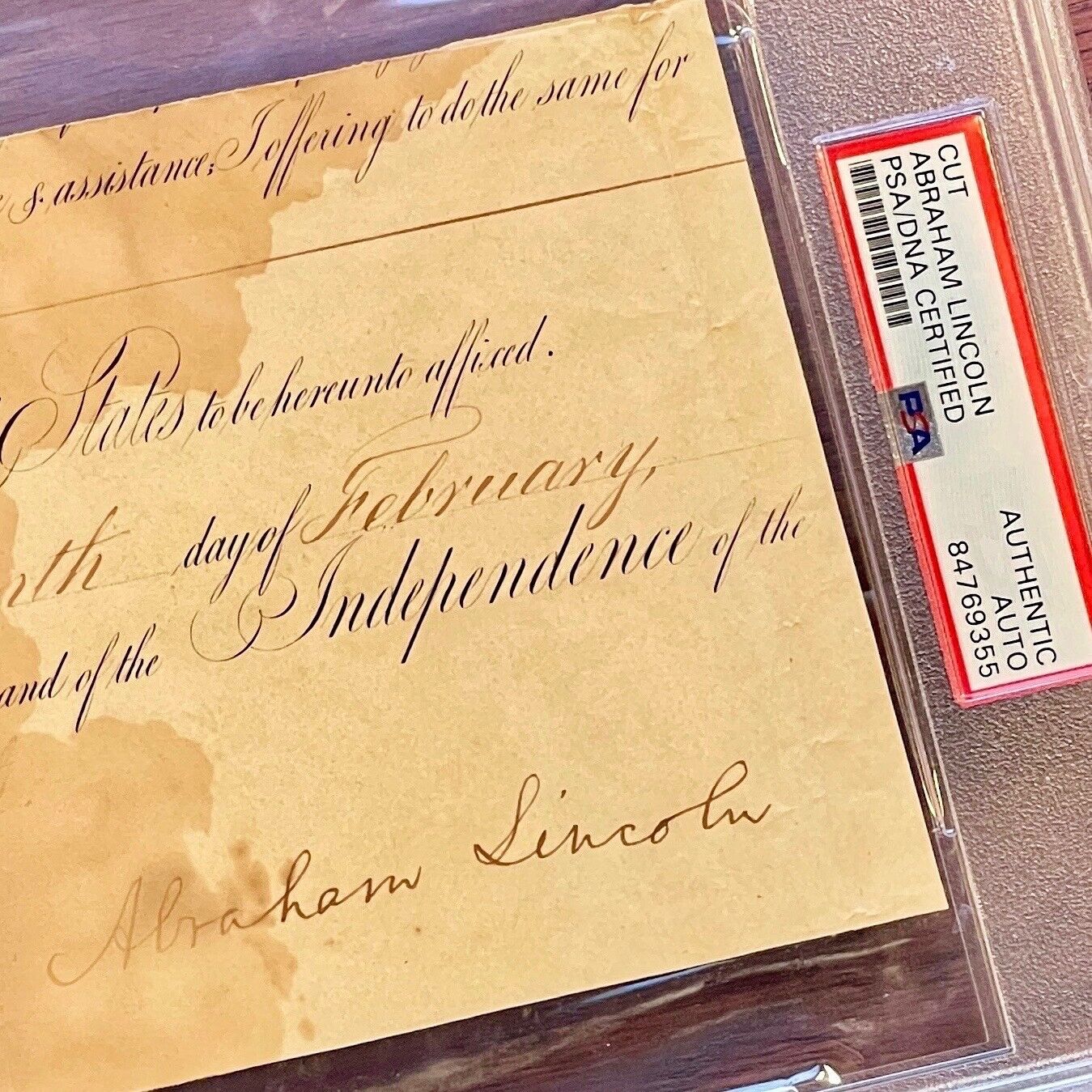 ABRAHAM LINCOLN * PSA/DNA Slab * AS PRESIDENT Autograph Appointment Signed 1862