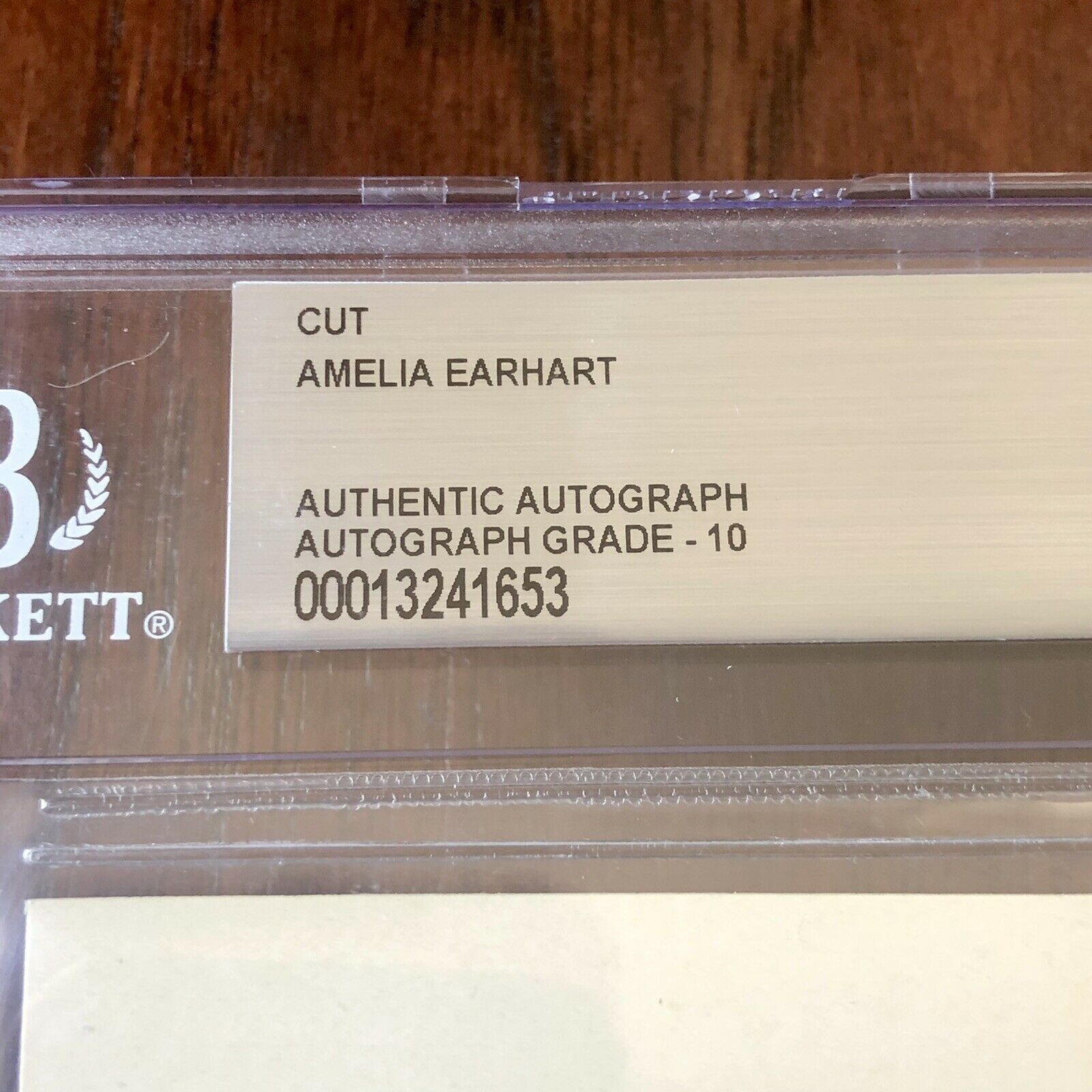 AMELIA EARHART * Beckett BAS 10 * ENCAPSULATED AUTOGRAPH FULL SIGNATURE SIGNED *