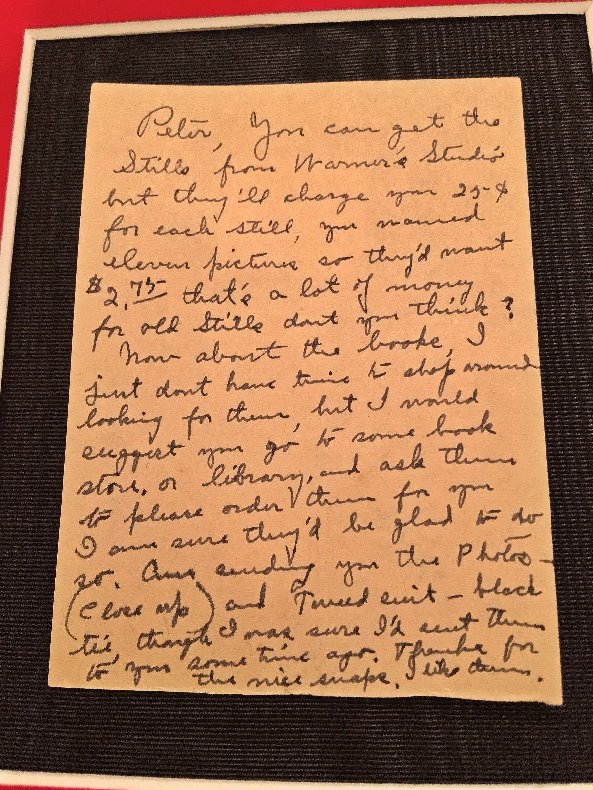 RONALD REAGAN Scarce Handwritten AUTOGRAPH Letter Not SIGNED Warner Bros