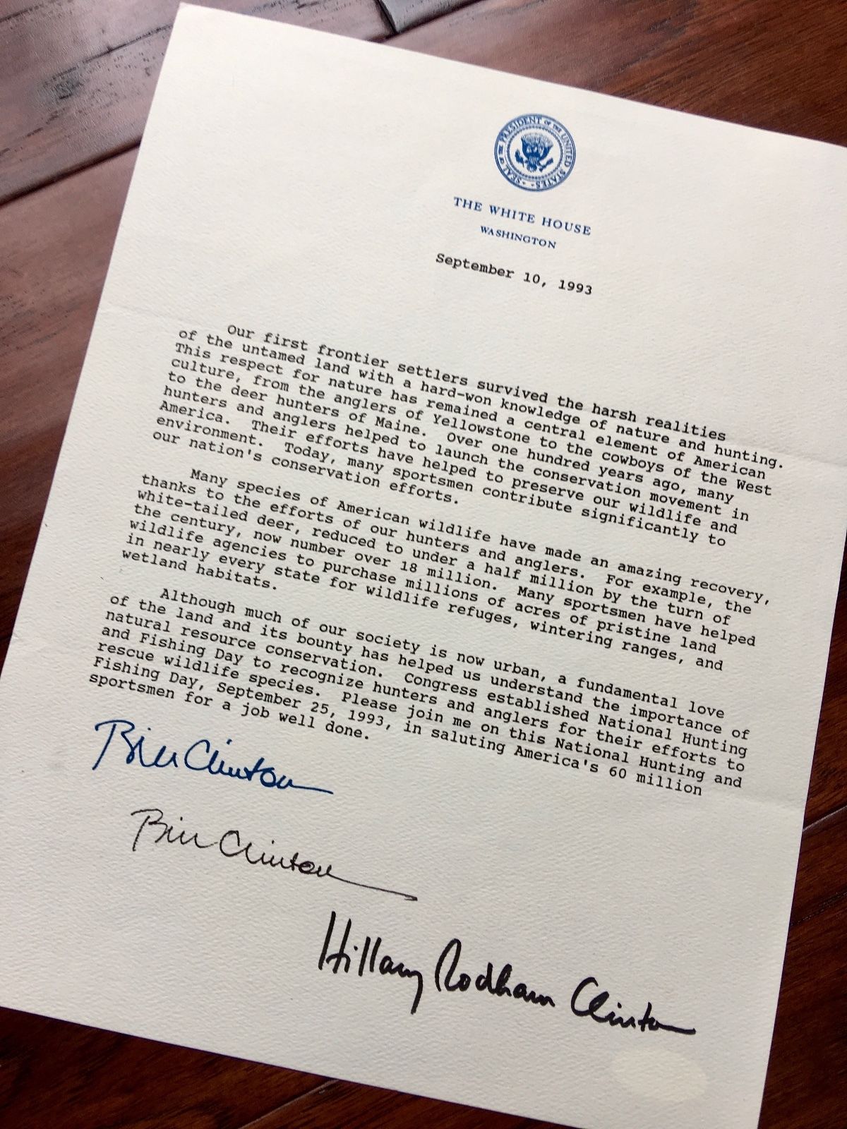 BILL CLINTON HILLARY AUTOGRAPH as-PRESIDENT White House Proclamation JSA COA