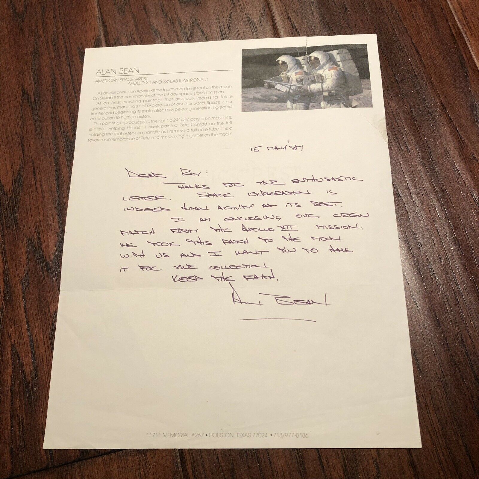 APOLLO 12 * Patch FLOWN TO THE MOON * Alan Bean COA * Hand signed Autograph