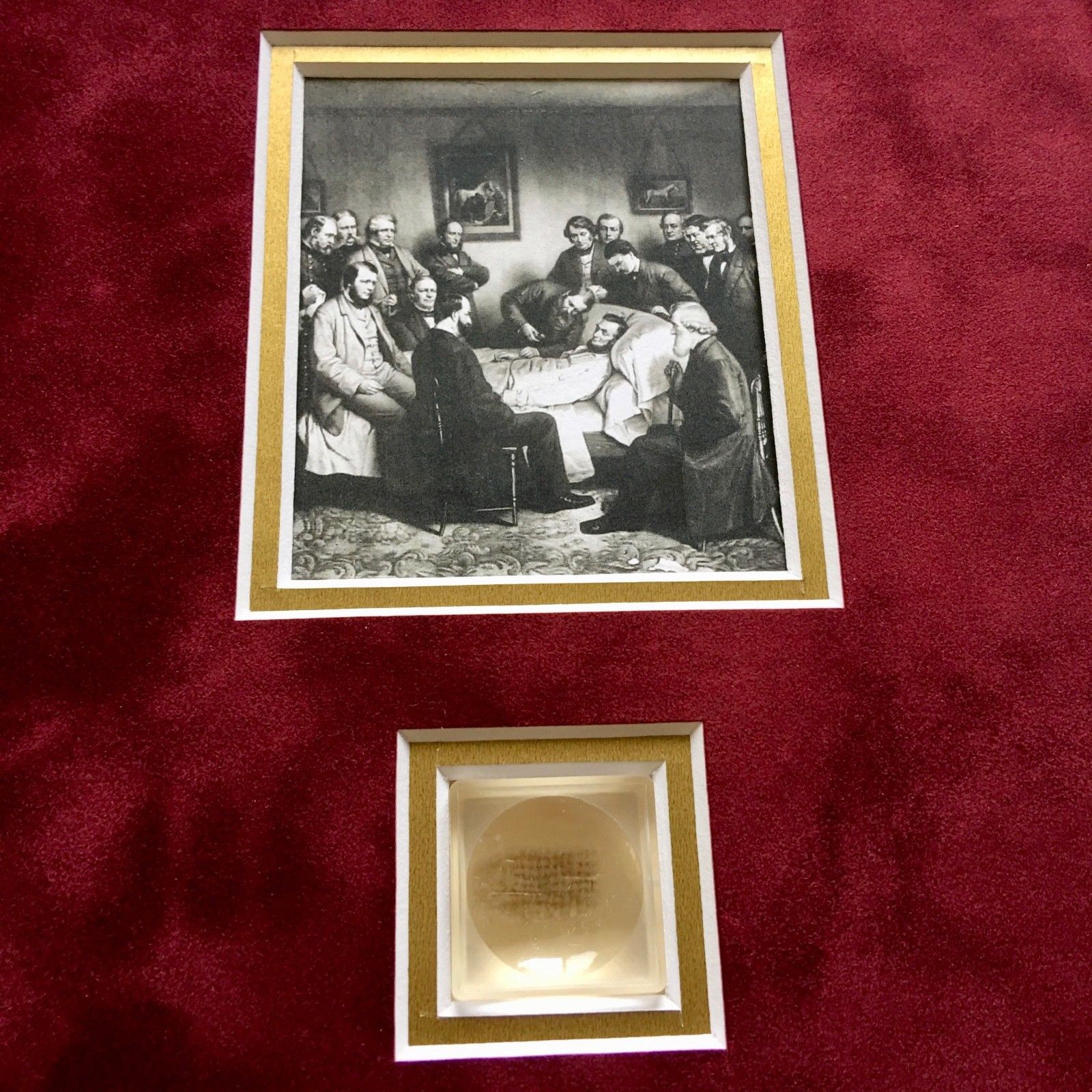 ABRAHAM LINCOLN * Genuine Assassination DEATHBED BANDAGE Relic + HAIR * COAs