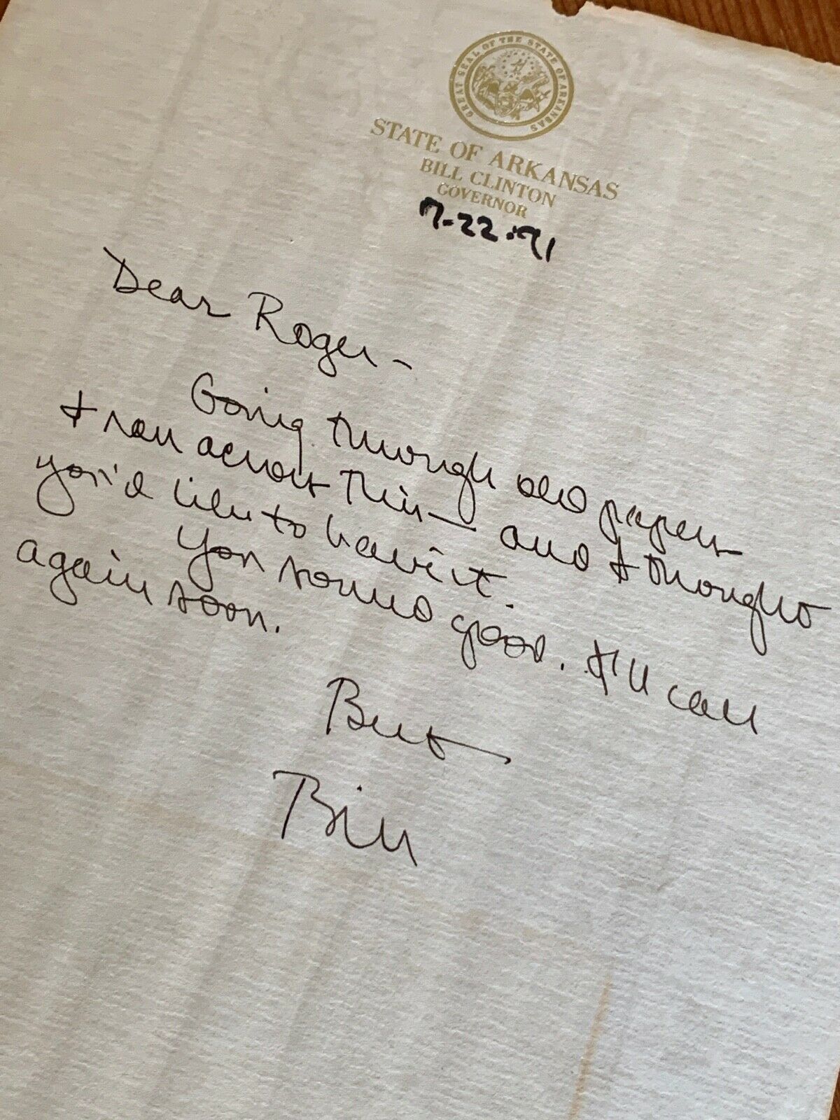 BILL CLINTON * JSA * AUTOGRAPH Letter SIGNED to Bro ROGER + rare PERSONAL photo!