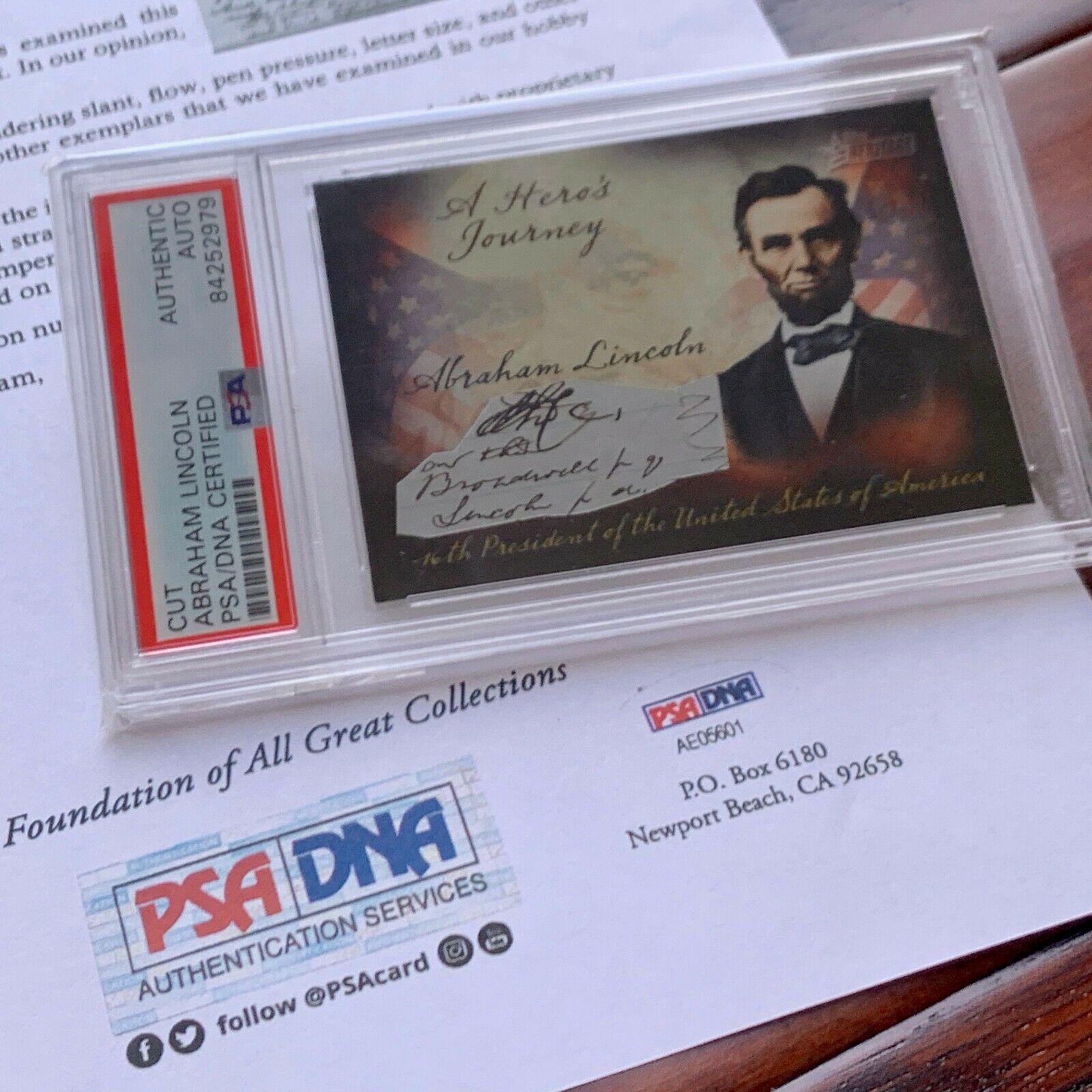 ABRAHAM LINCOLN * PSA/DNA Slabbed * Early Autograph Cut Signature * Signed